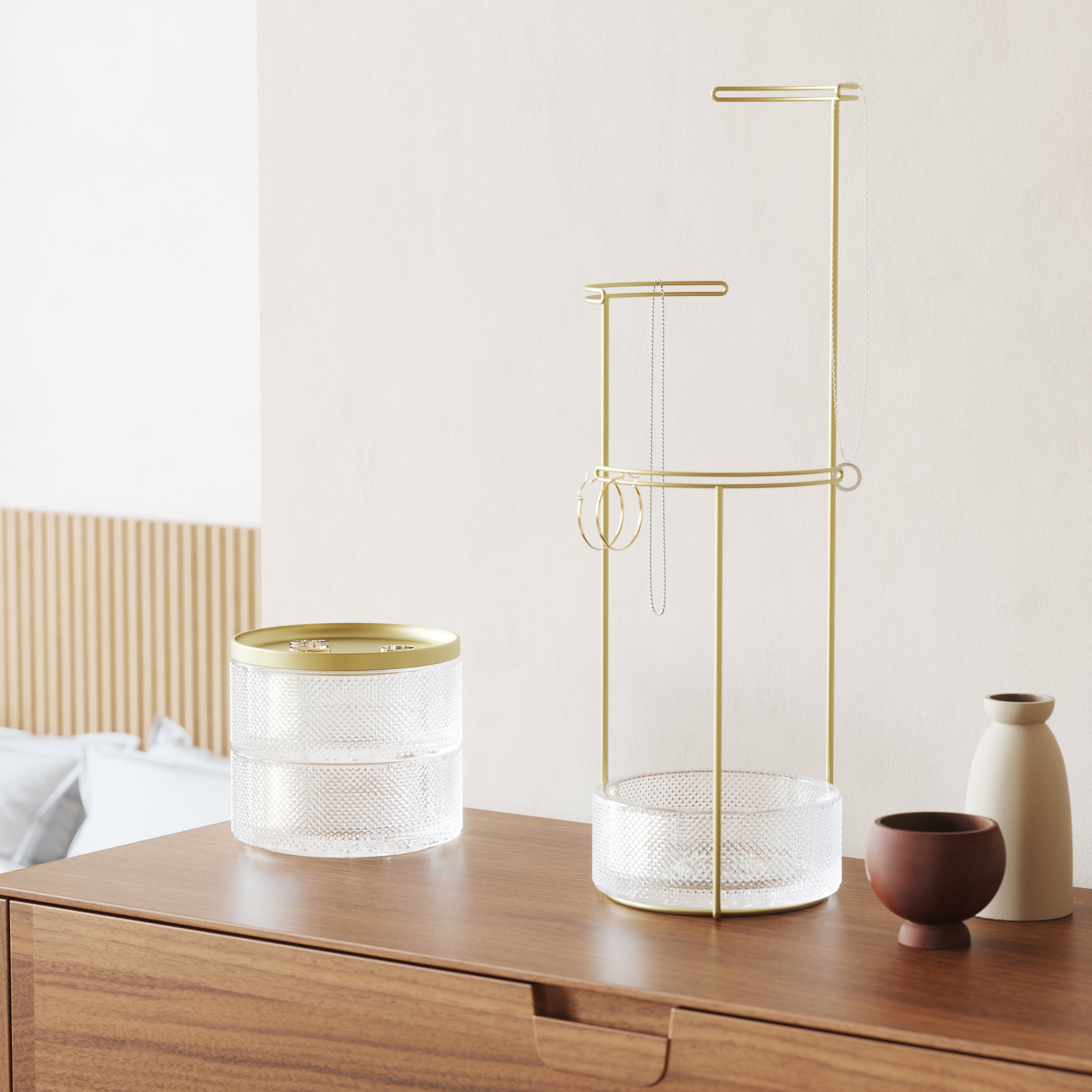 Umbra Tesora Jewellery Stand Glass & Brass