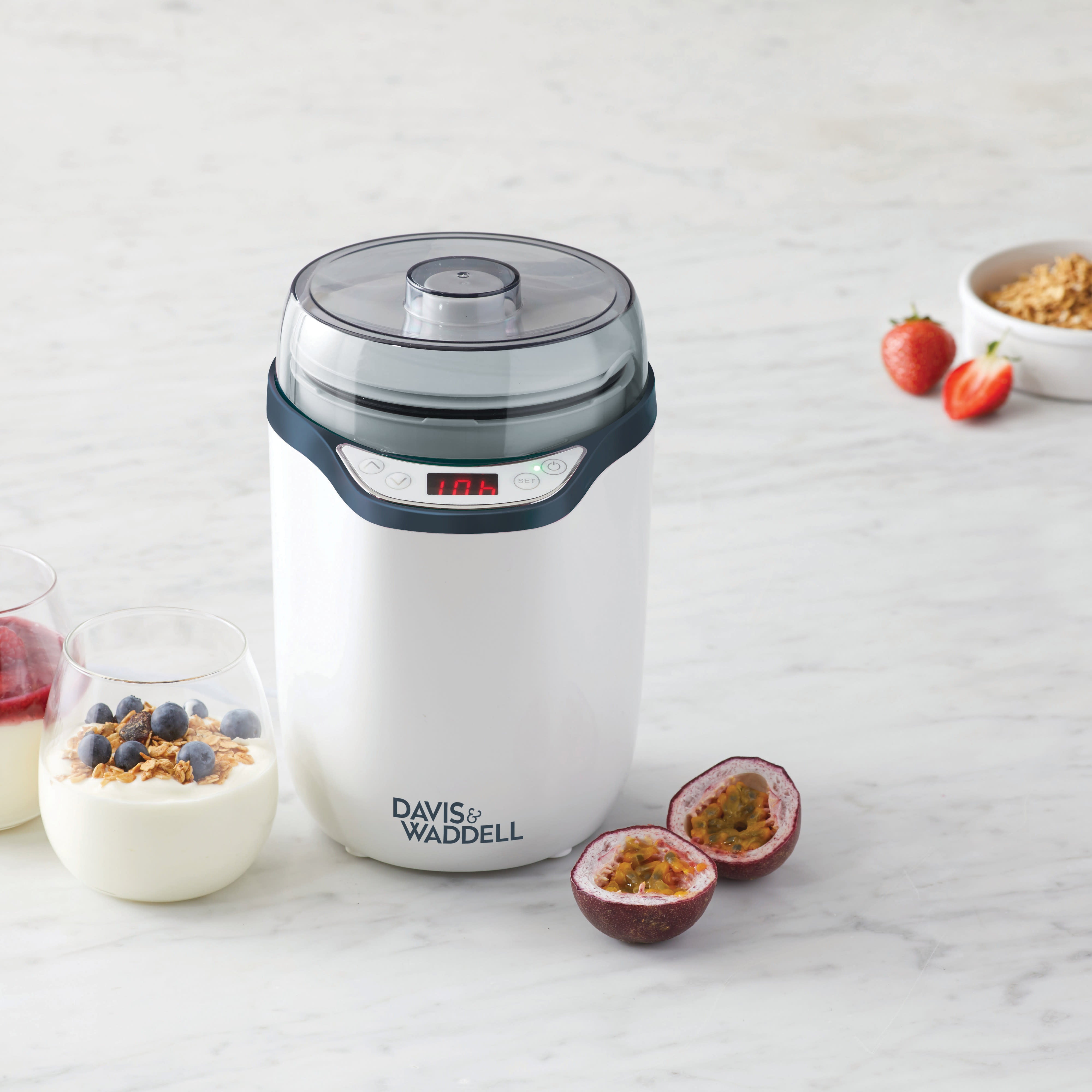 Davis & Waddell 2 in 1 Electric Yoghurt Maker & Fermenter White & Grey