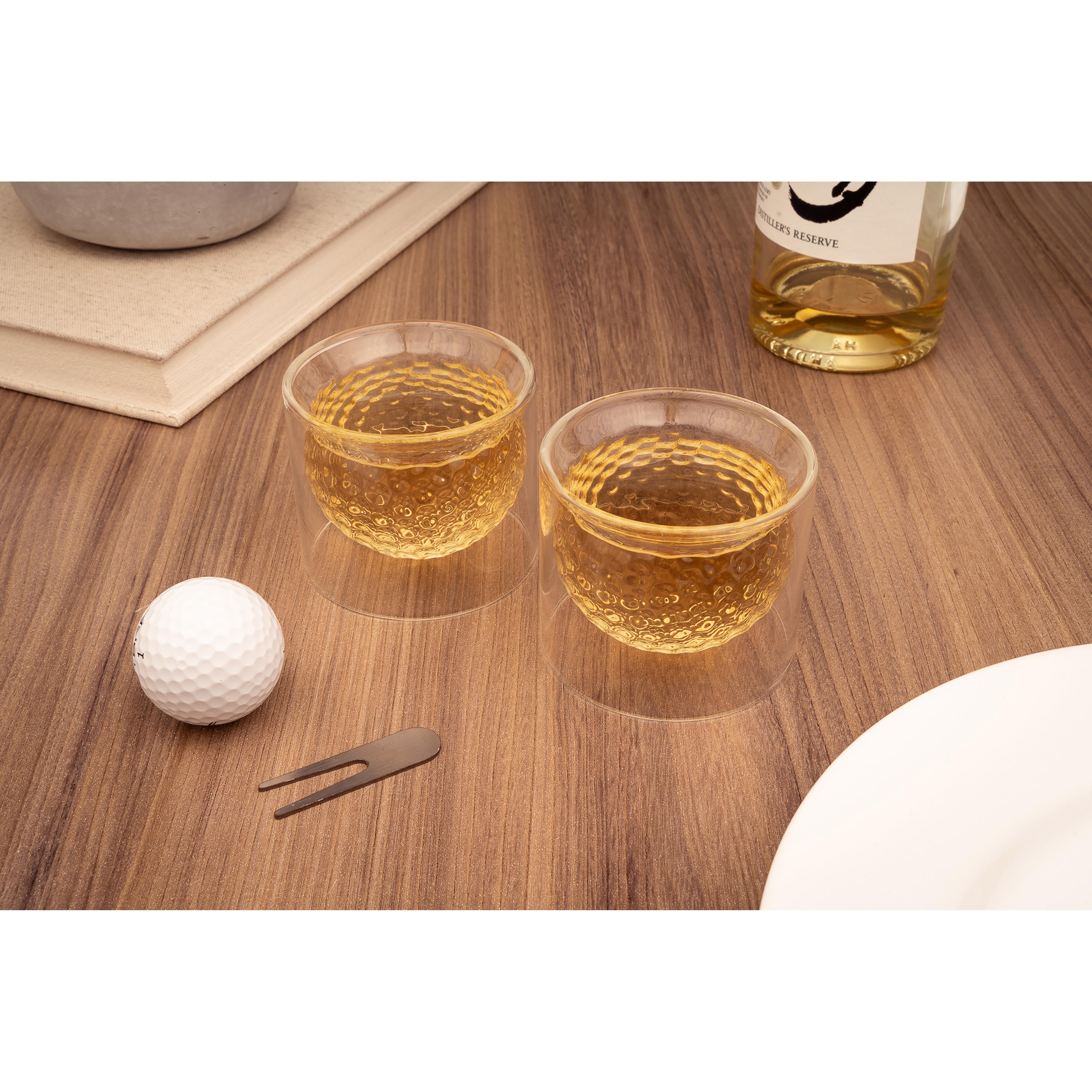 Kikkerland Golf Ball Glasses 2 Piece Set Clear