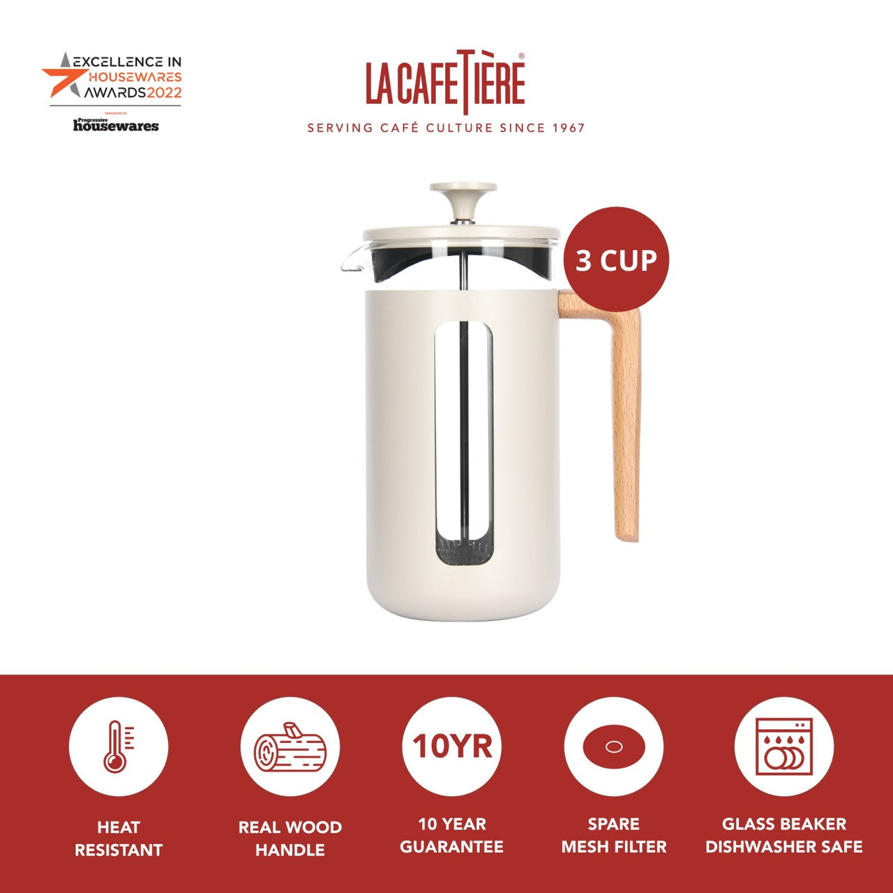 La Cafetière Pisa Stainless Steel Cafetière 3 Cup / 350ml (Latte)