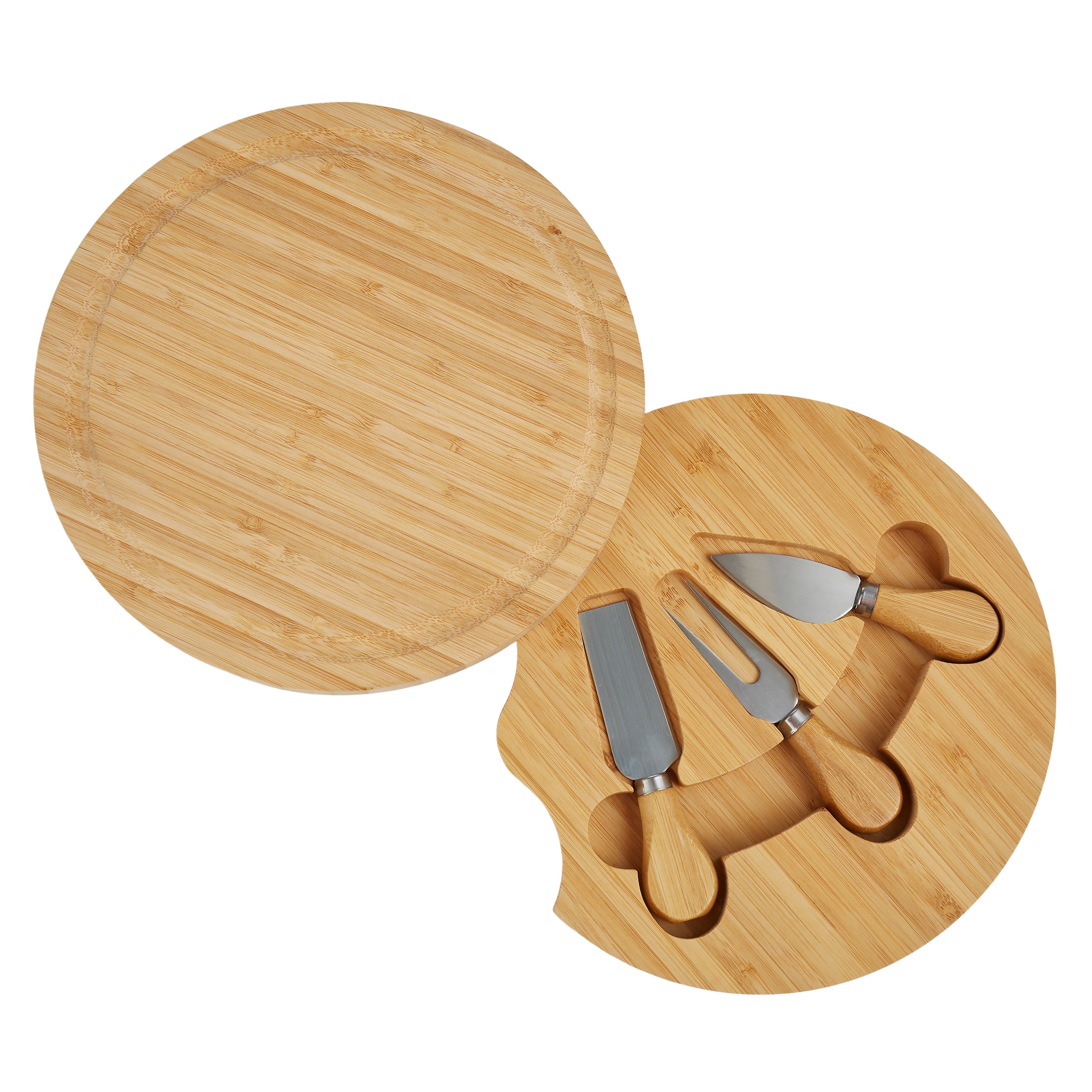 Davis & Waddell Bamboo Cheese Board with 3 Piece Set Knives Natural