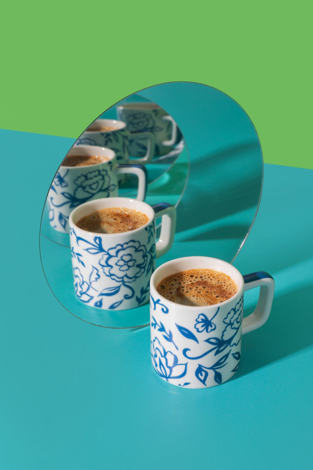 La Cafetière Ceramic Espresso Cup 120ml (White Blu Fiorato)