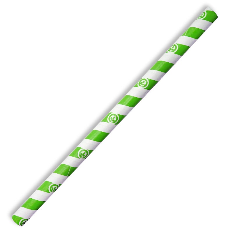 BioPak 10mm Jumbo Green Stripe BioStraw