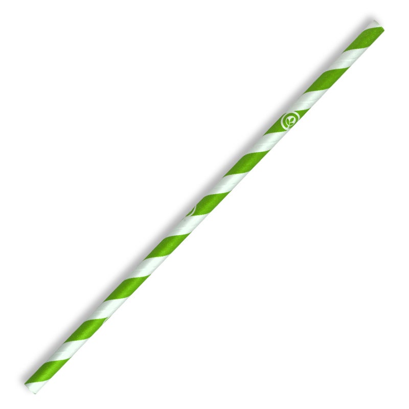BioPak 6mm Regular Green Stripe BioStraw