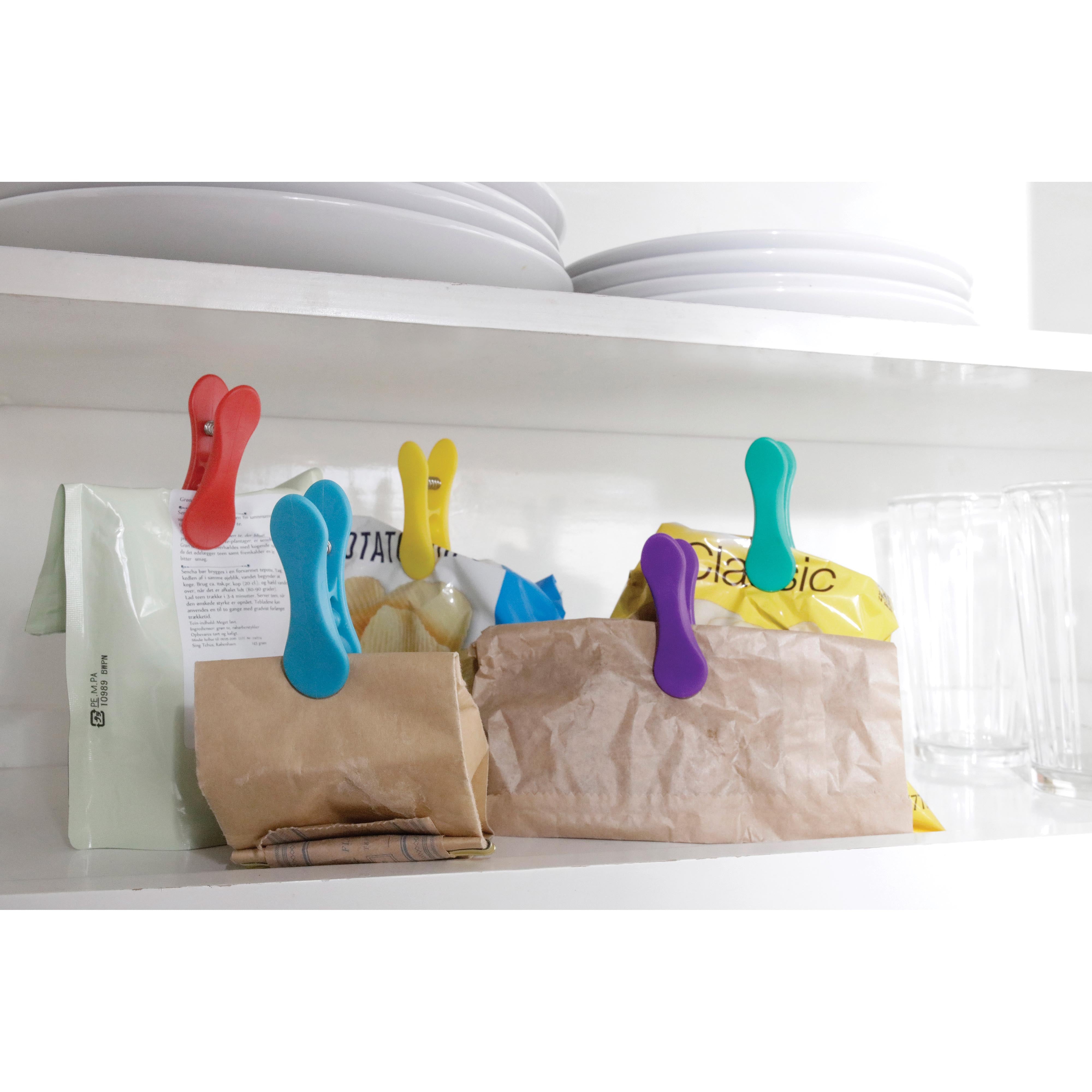 Kikkerland Rainbow Bag Clips 8 Piece Set Multi-Coloured