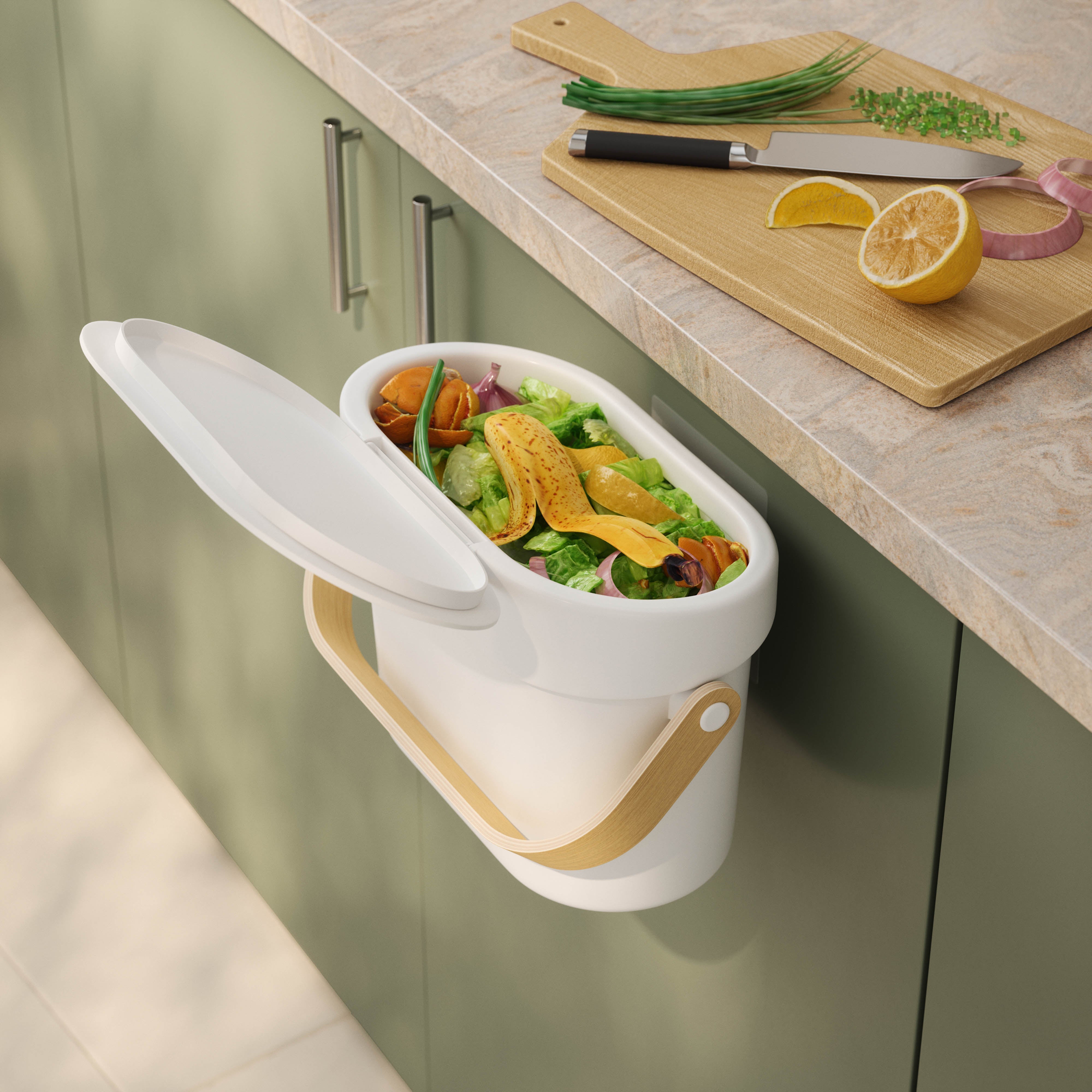 Umbra Bellwood Compost Bin White & Natural