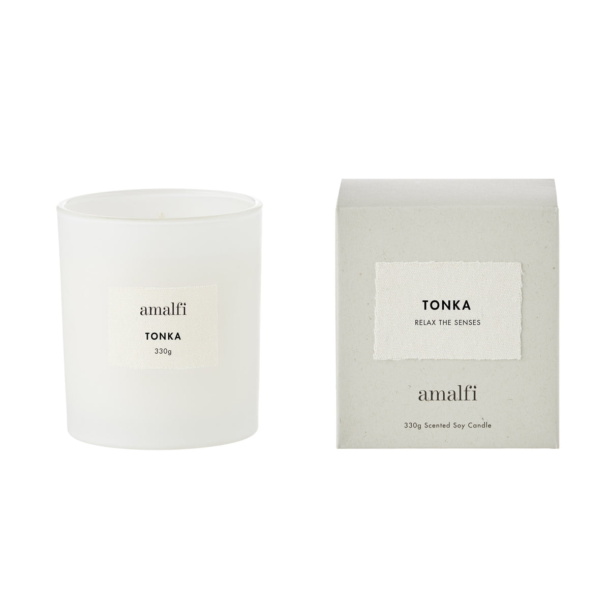 Amalfi Tonka Scented Soy Wax Candle 330g White