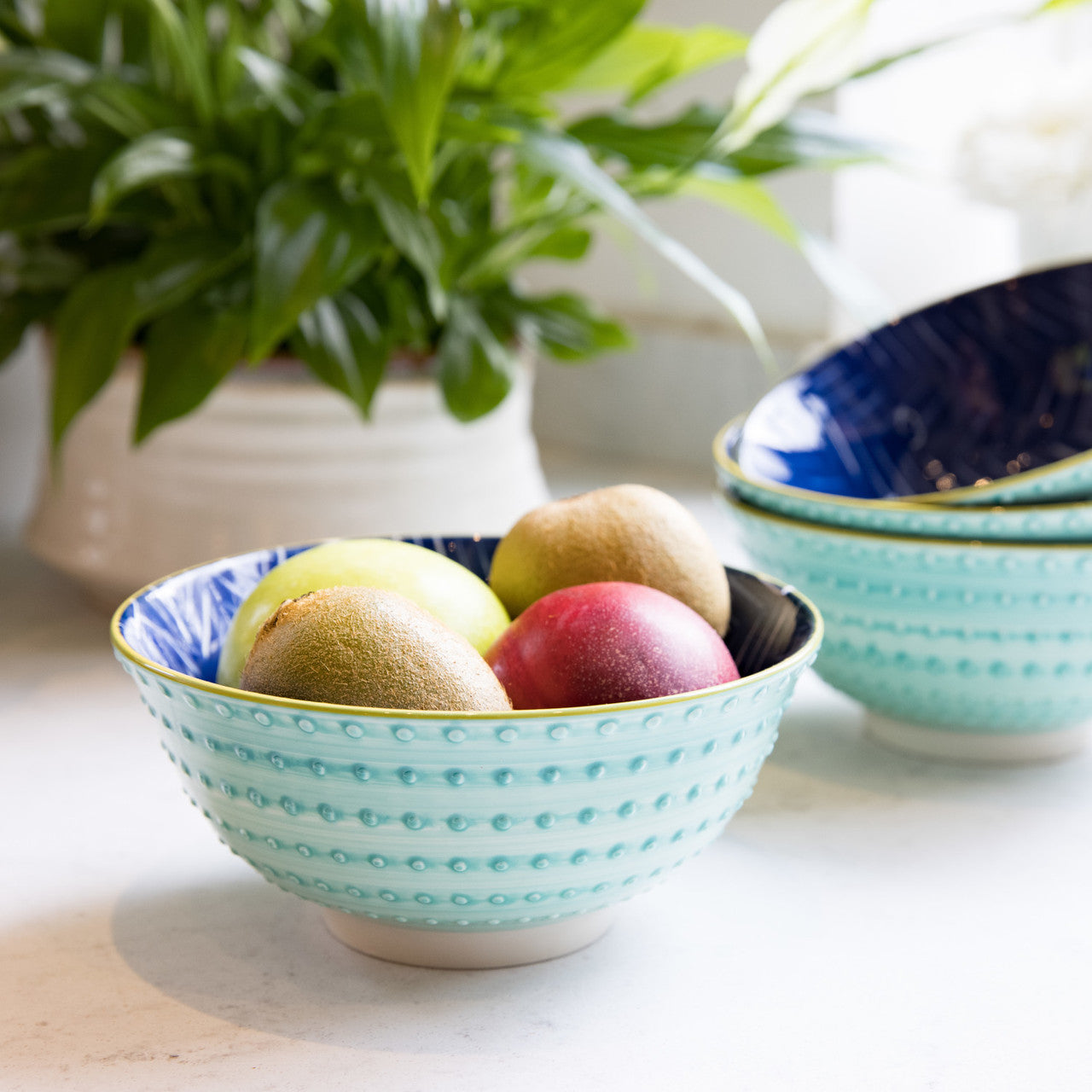 Mikasa Glazed Stoneware Bowl 15.5cm (Leafy Indigo)
