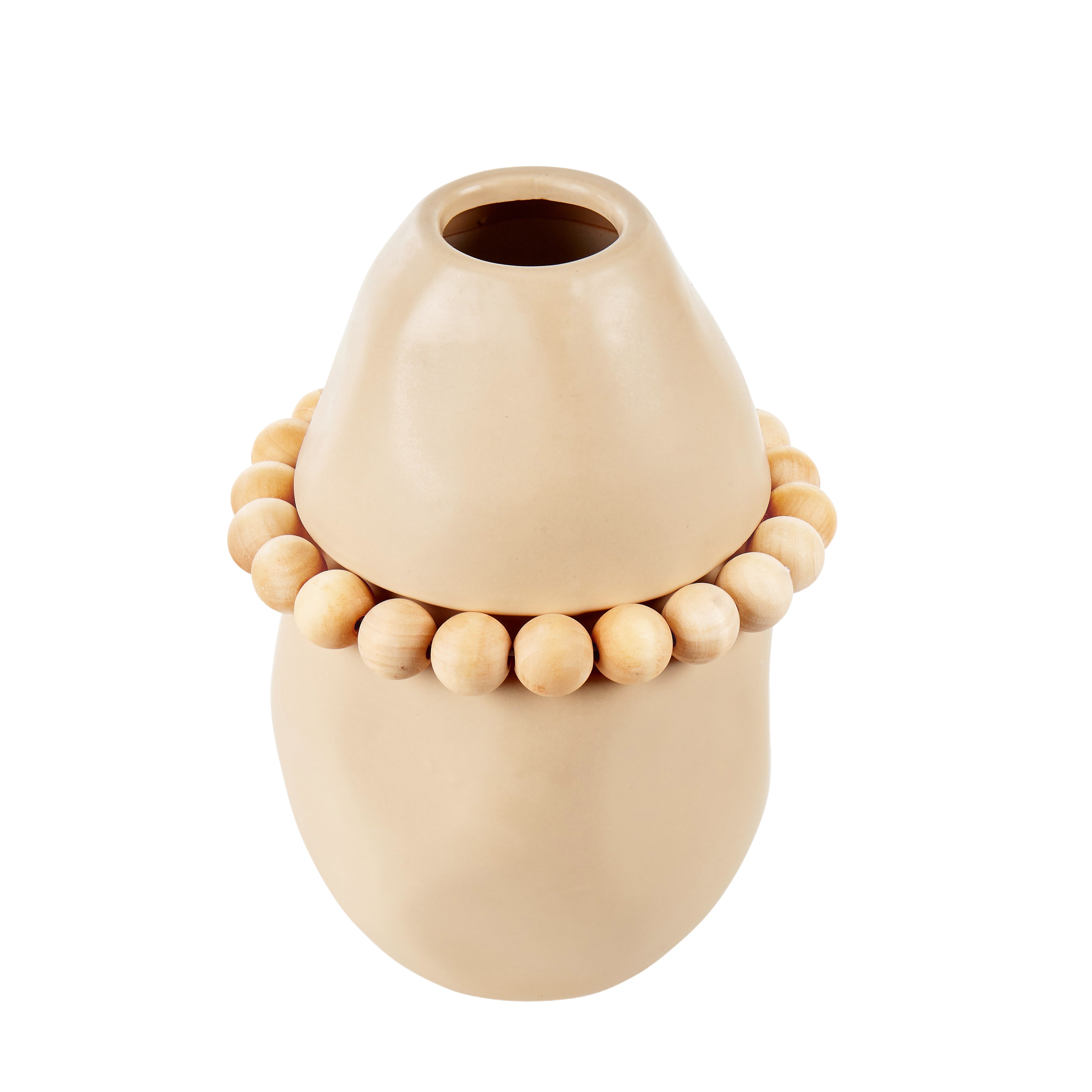Amalfi Lea Ceramic Vase With Wood Cream