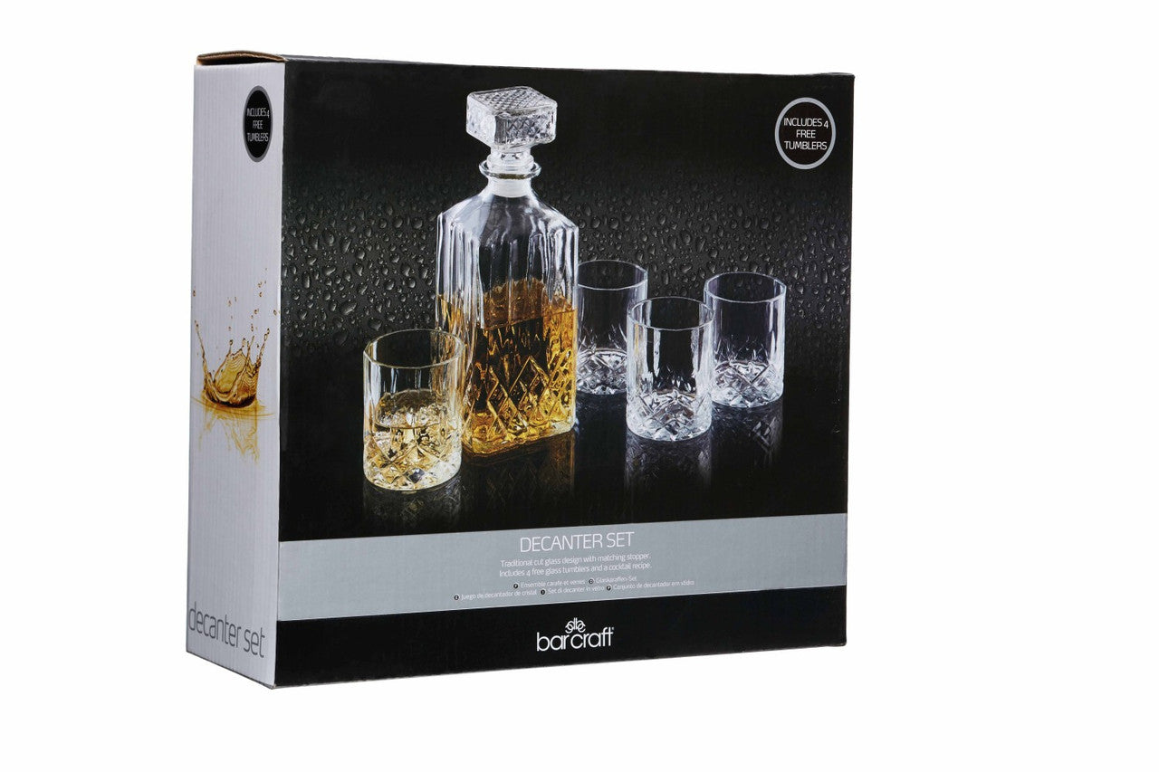 BarCraft Cut Glass Effect 900ml Decanter Set