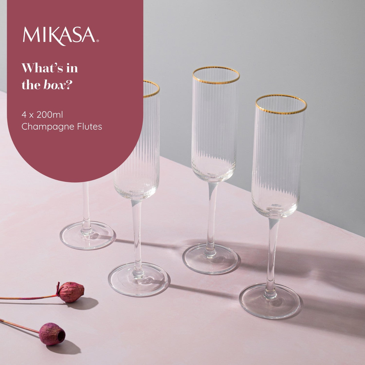 Mikasa Sorrento Champagne Flute Set 4 Piece 200ml