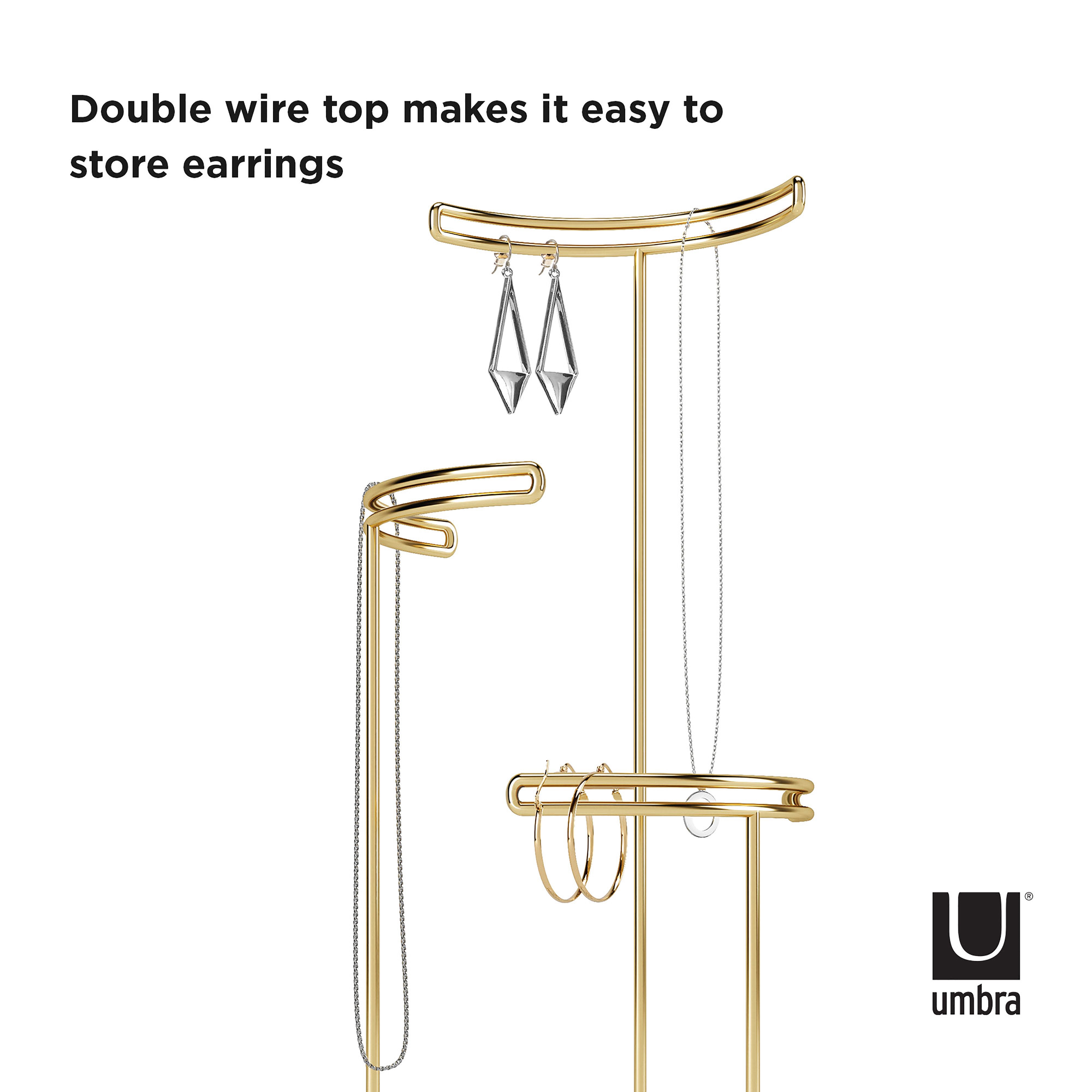 Umbra Tesora Jewellery Stand Glass & Brass