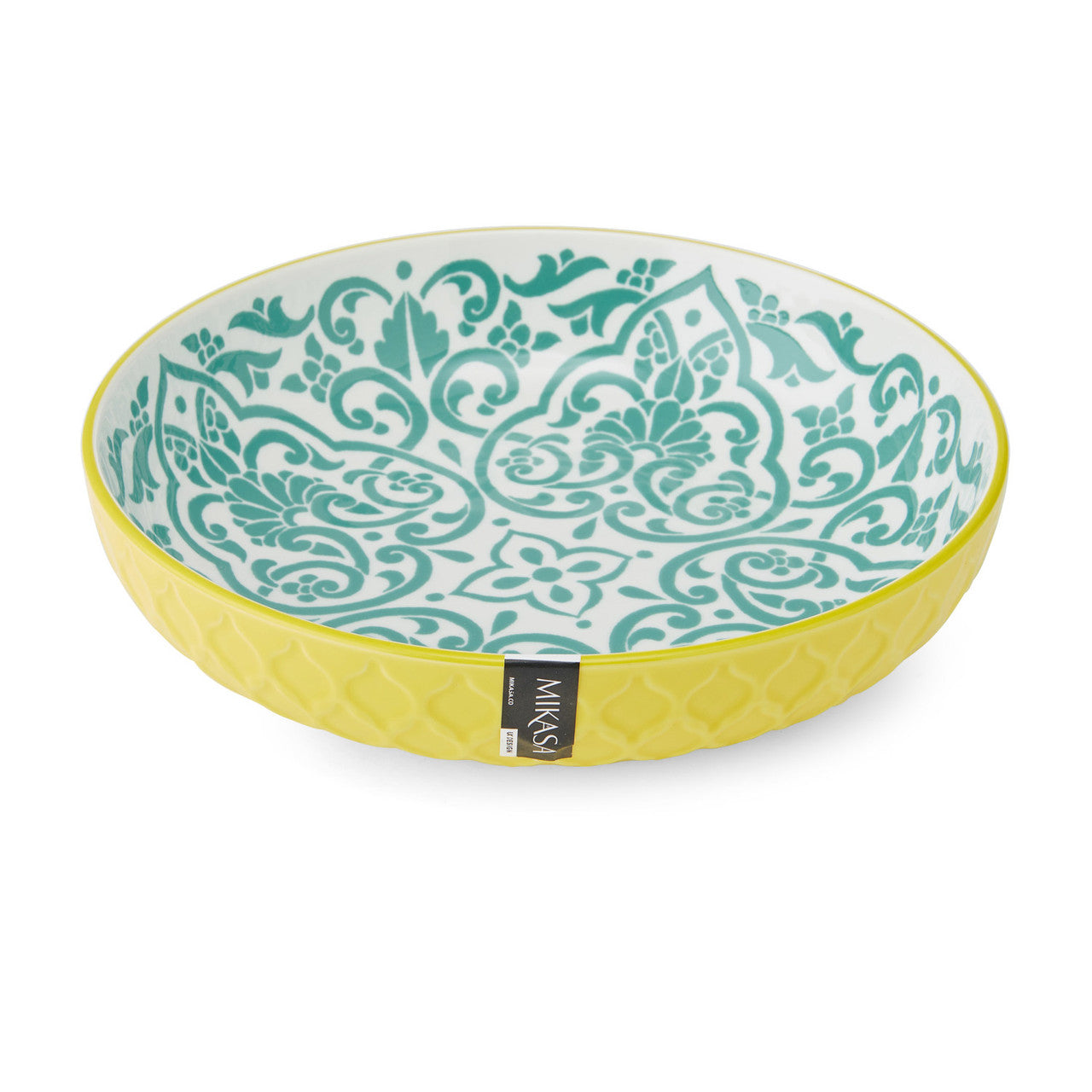Mikasa Glazed Stoneware Coupe Bowl 21cm (Yellow & Blue Geometric)