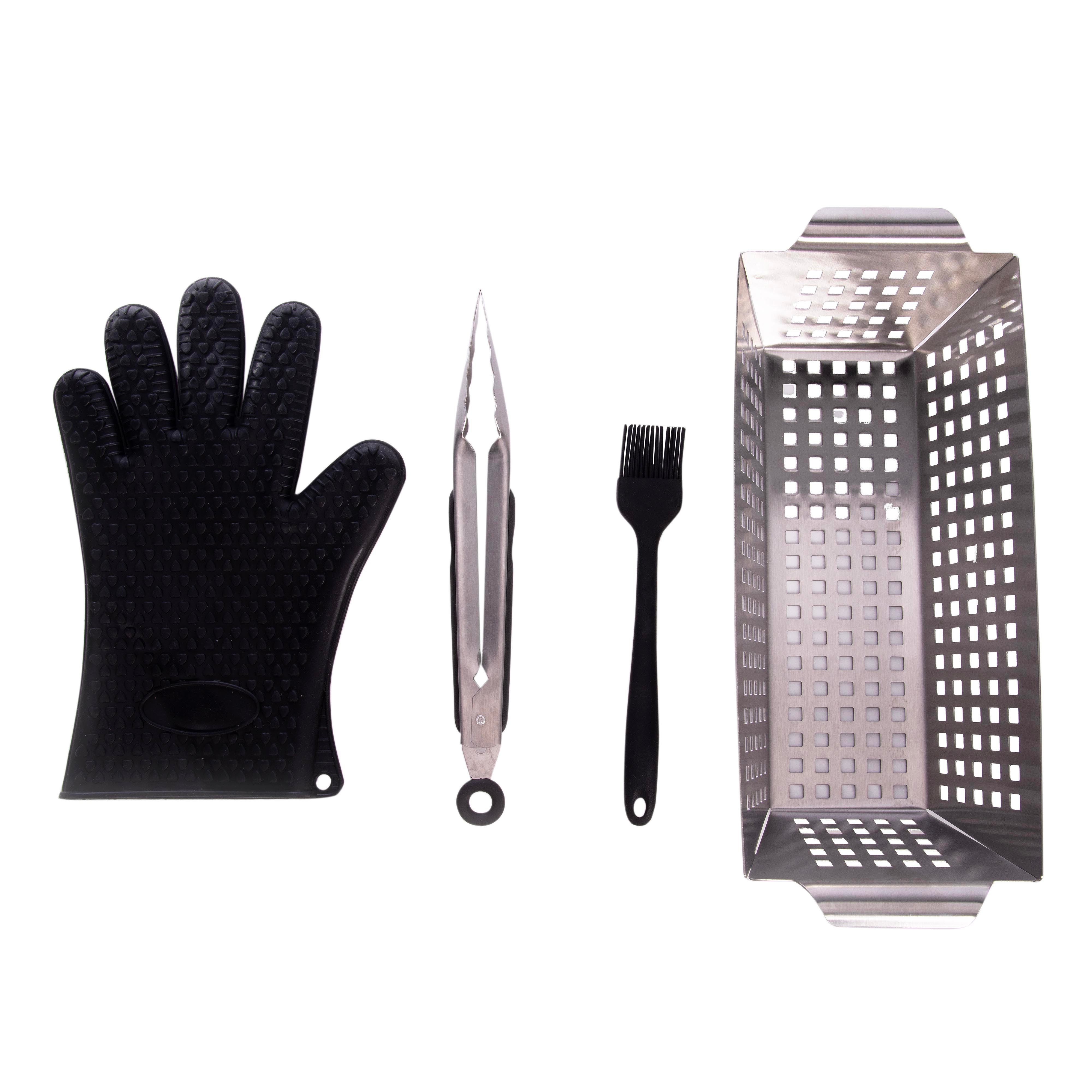 Maverick BBQ Grill Basket Set 4 Piece Silver
