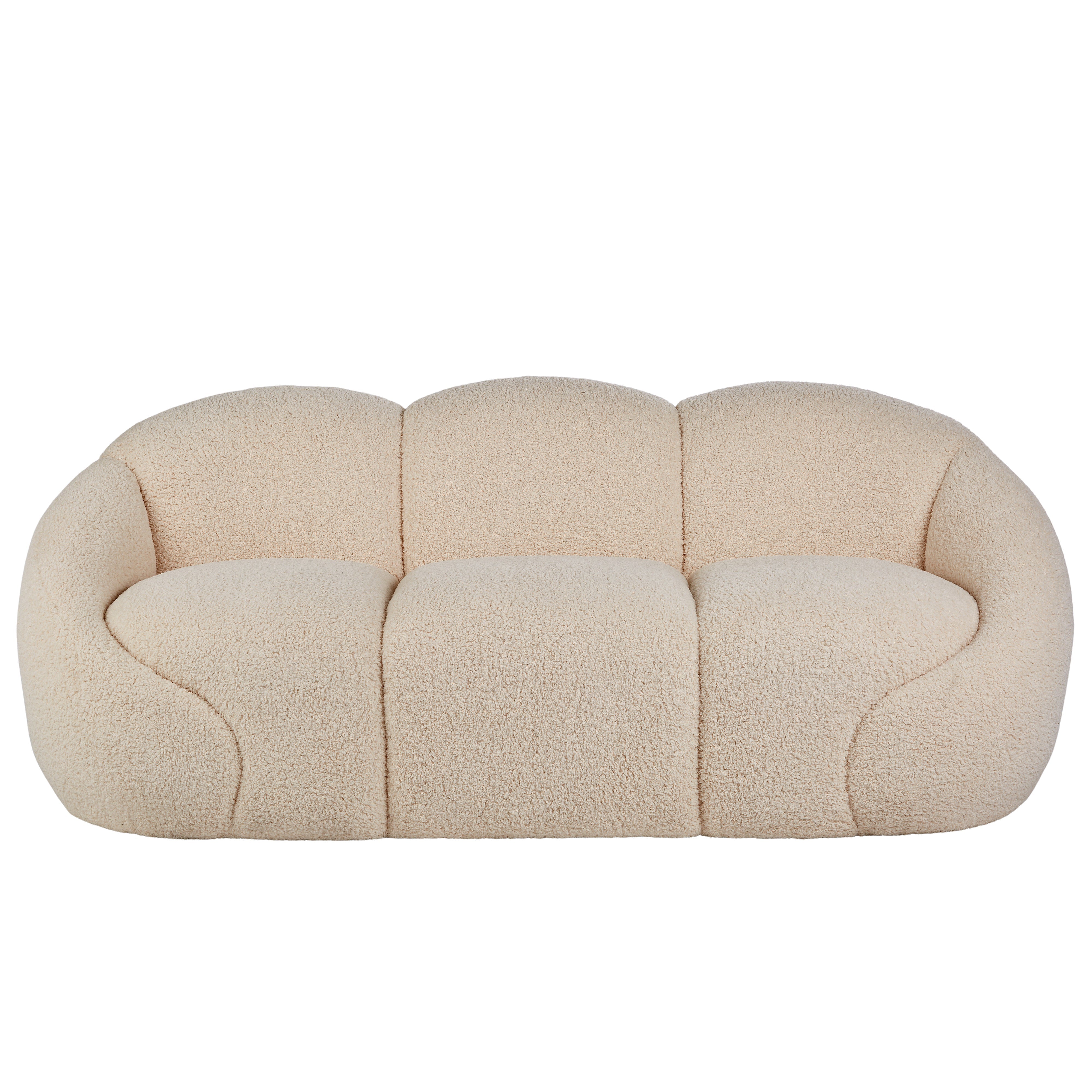 Amalfi Formes Teddy Bear Curved 3 Seater Sofa Off White