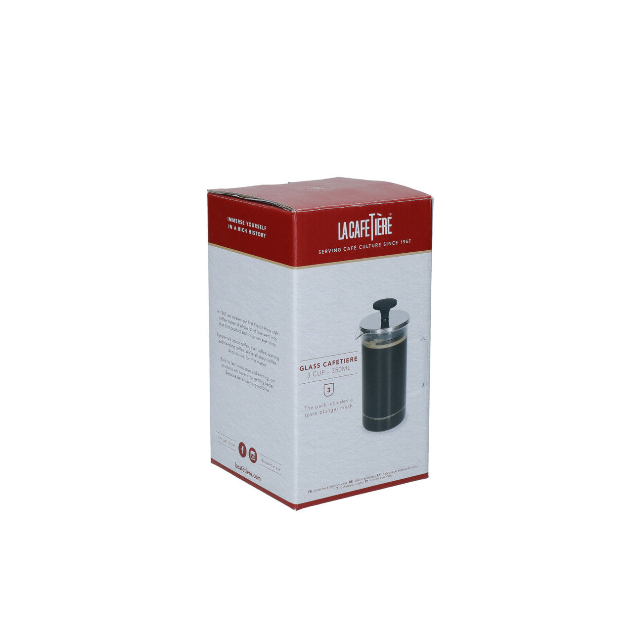 La Cafetière Glass Cafetière 3 Cup / 350ml (Clear & Black)