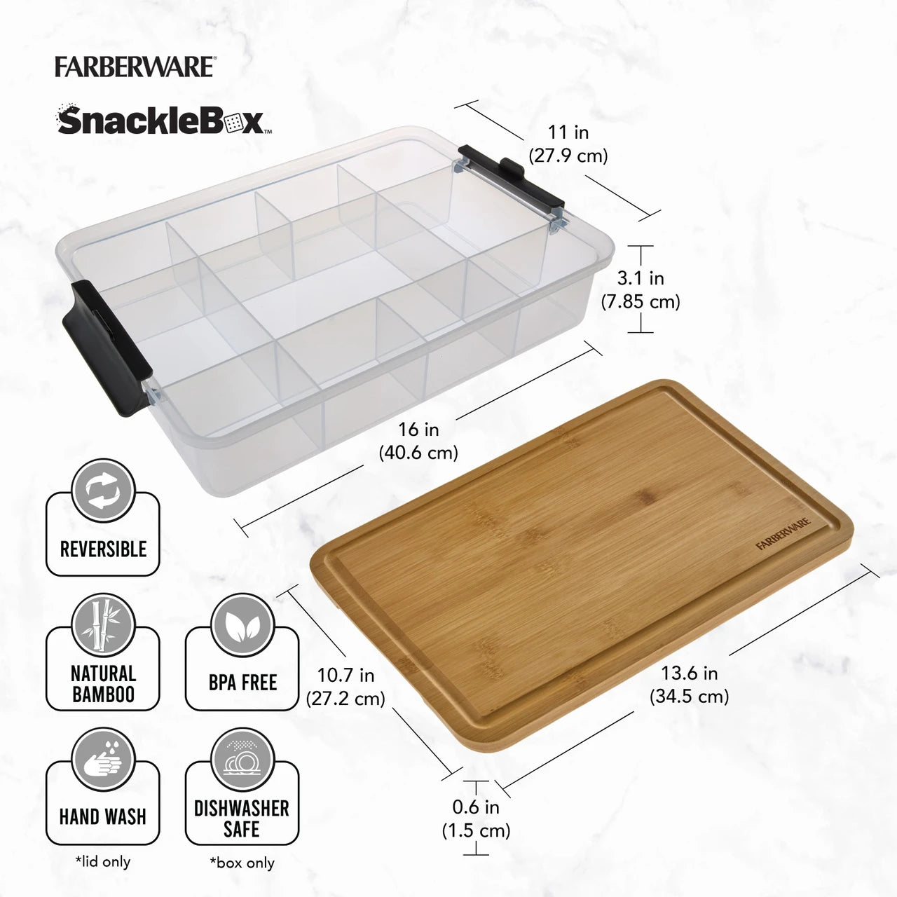 Farberware SnackleBox Snack Box with Bamboo Lid (30 x 40.5cm)