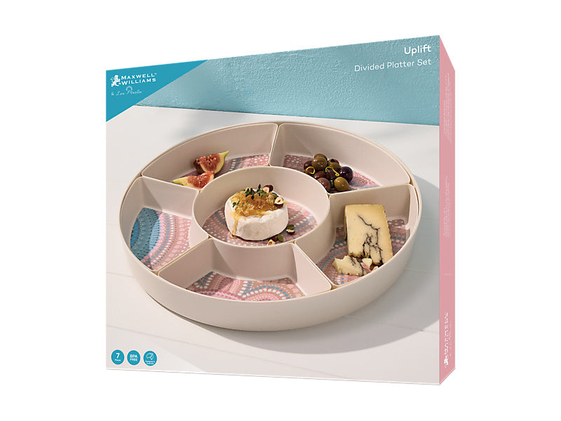 Maxwell & Williams Lou Martin Uplift Melamine Divided Platter Set Stone 7 Piece