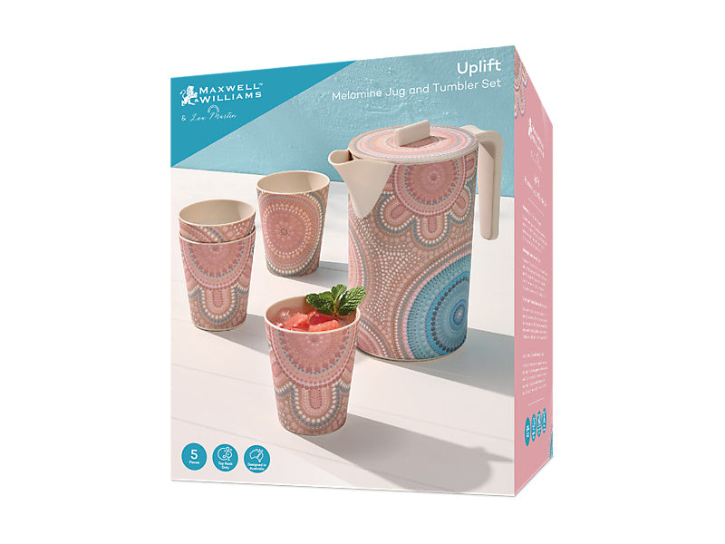 Maxwell & Williams Lou Martin Uplift Melamine Jug and Tumbler Stone 7Piece 5 Piece