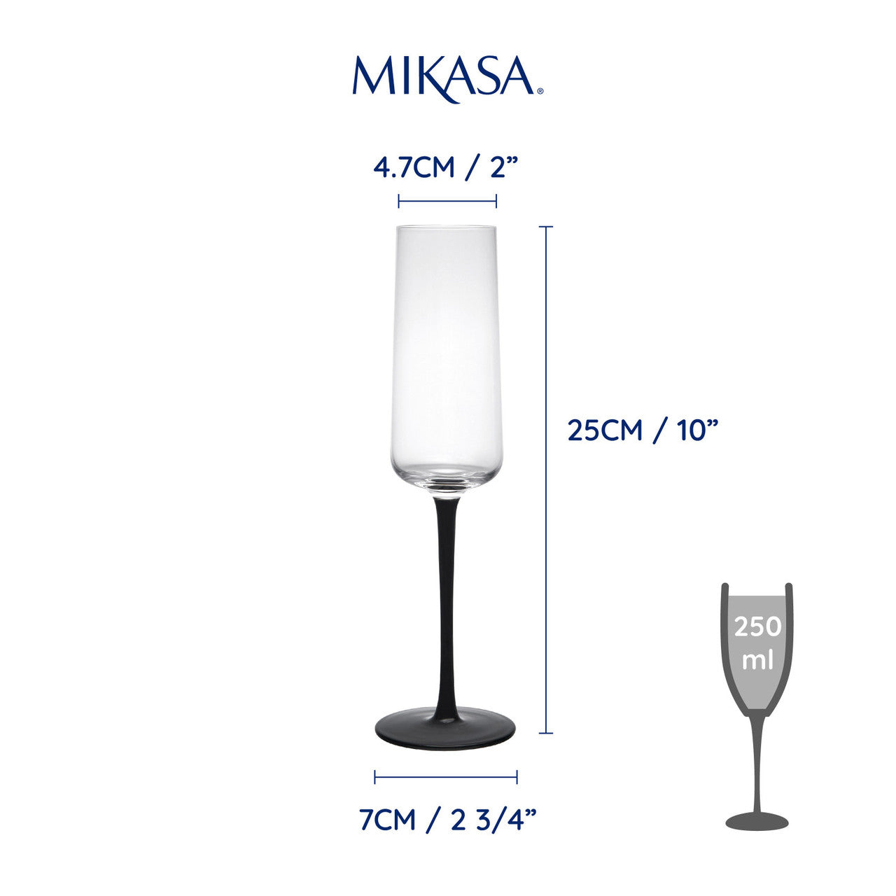 Mikasa Palermo Champagne Flute Set 4 Piece 250ml