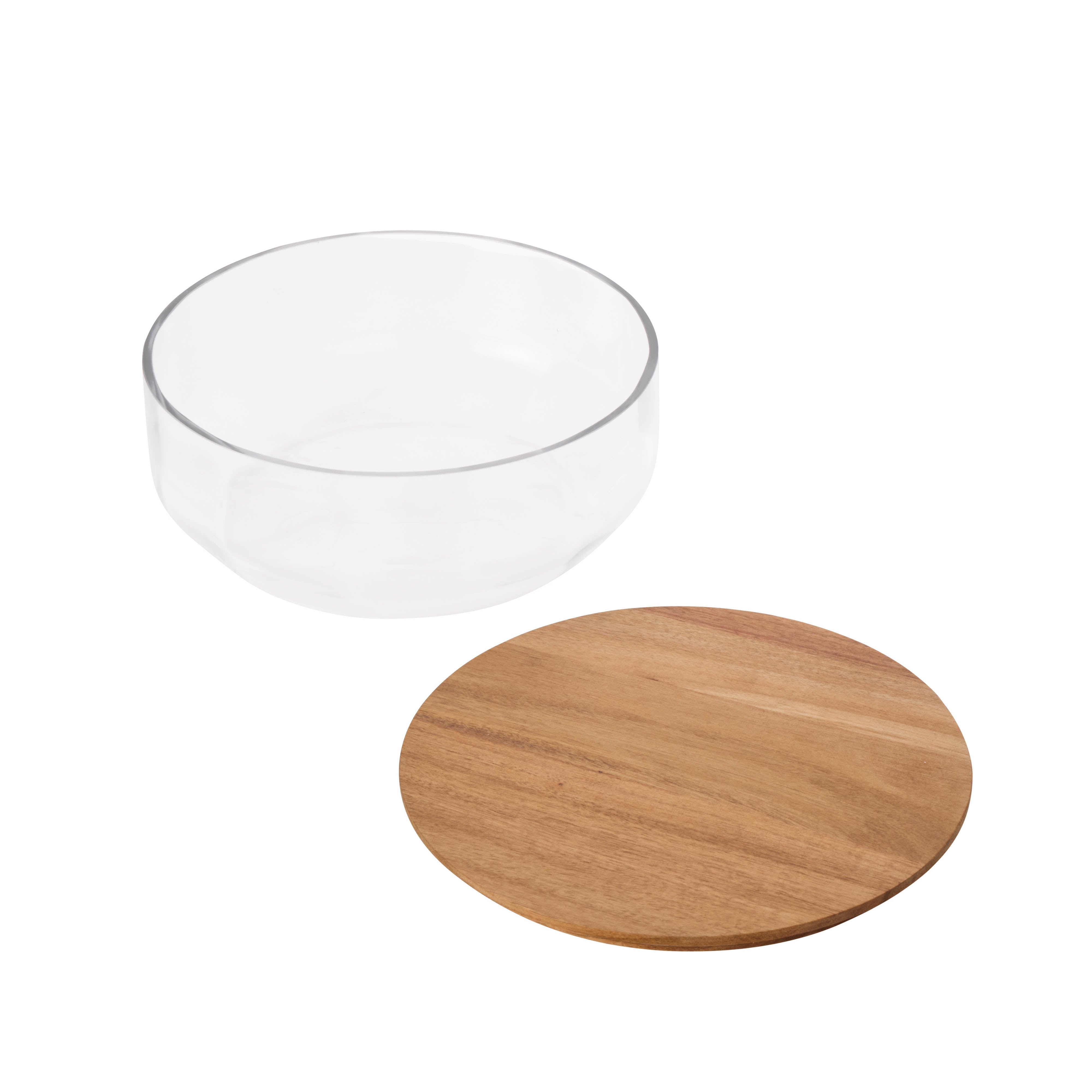 Davis & Waddell Theo Bowl with Lid Clear & Acacia