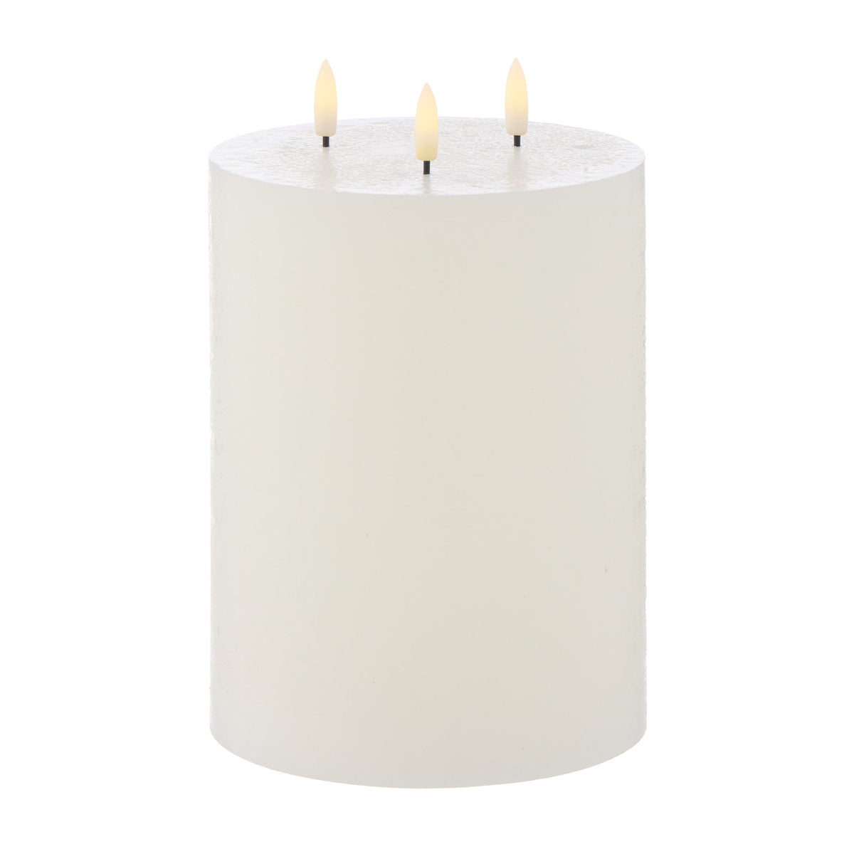 Amalfi Hughe LED Flickering Pillar Candle 3 Wicks 20cm Rustic White
