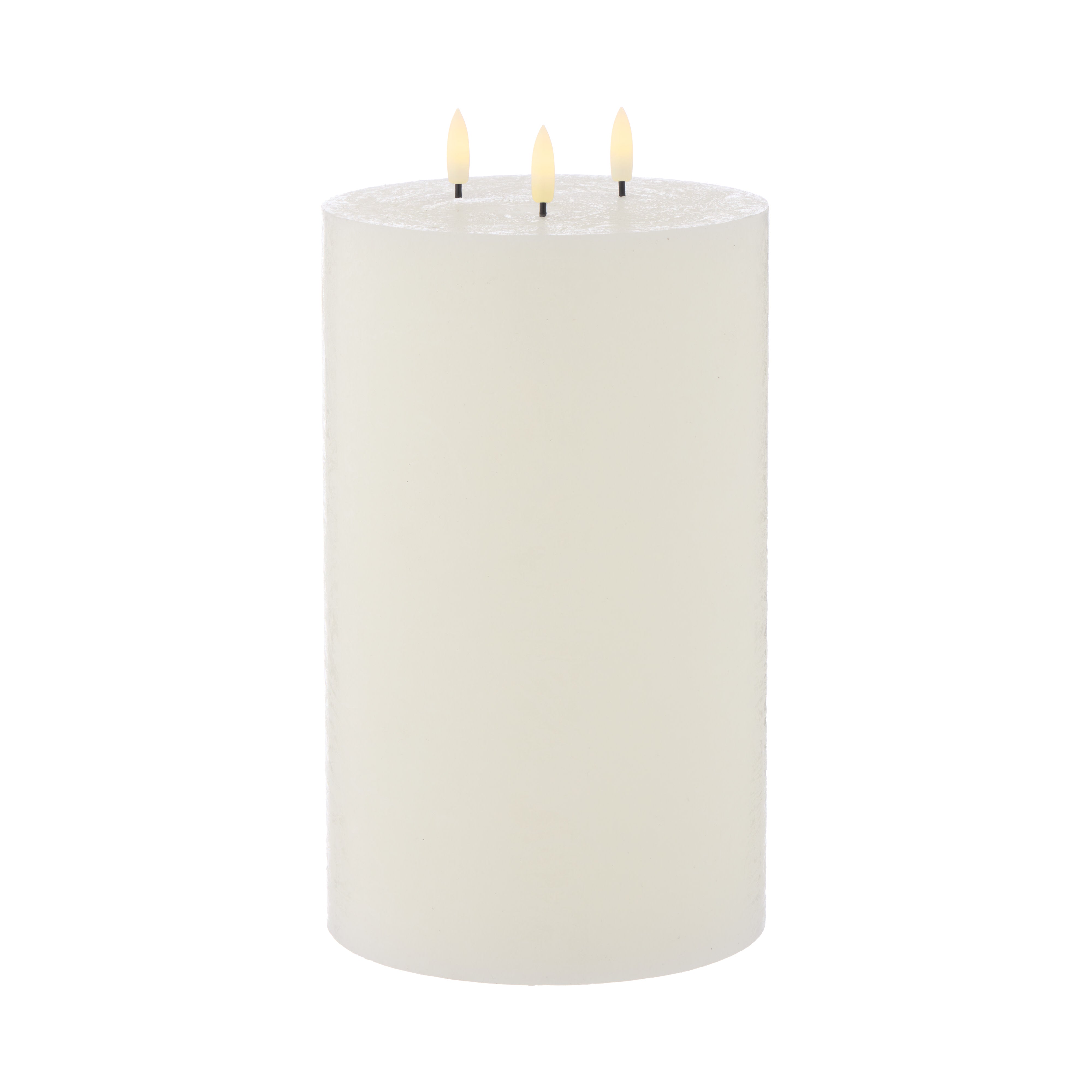 Amalfi Hughe LED Flickering Pillar Candle 3 Wicks 25cm Rustic White