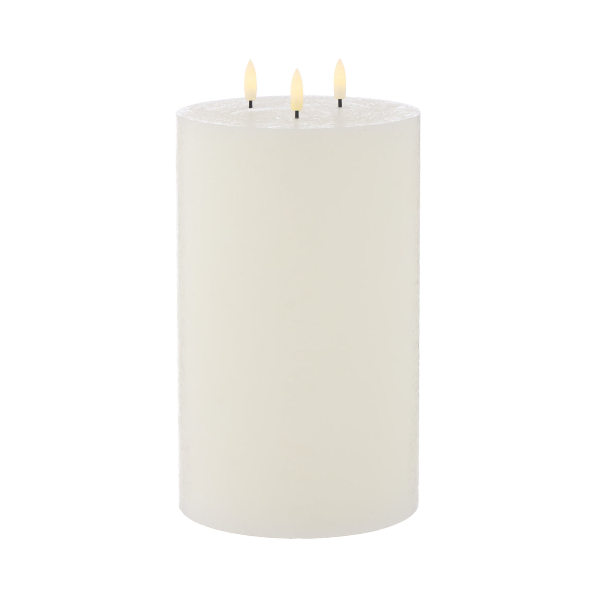 Amalfi Hughe LED Flickering Pillar Candle 3 Wicks 25cm Rustic White