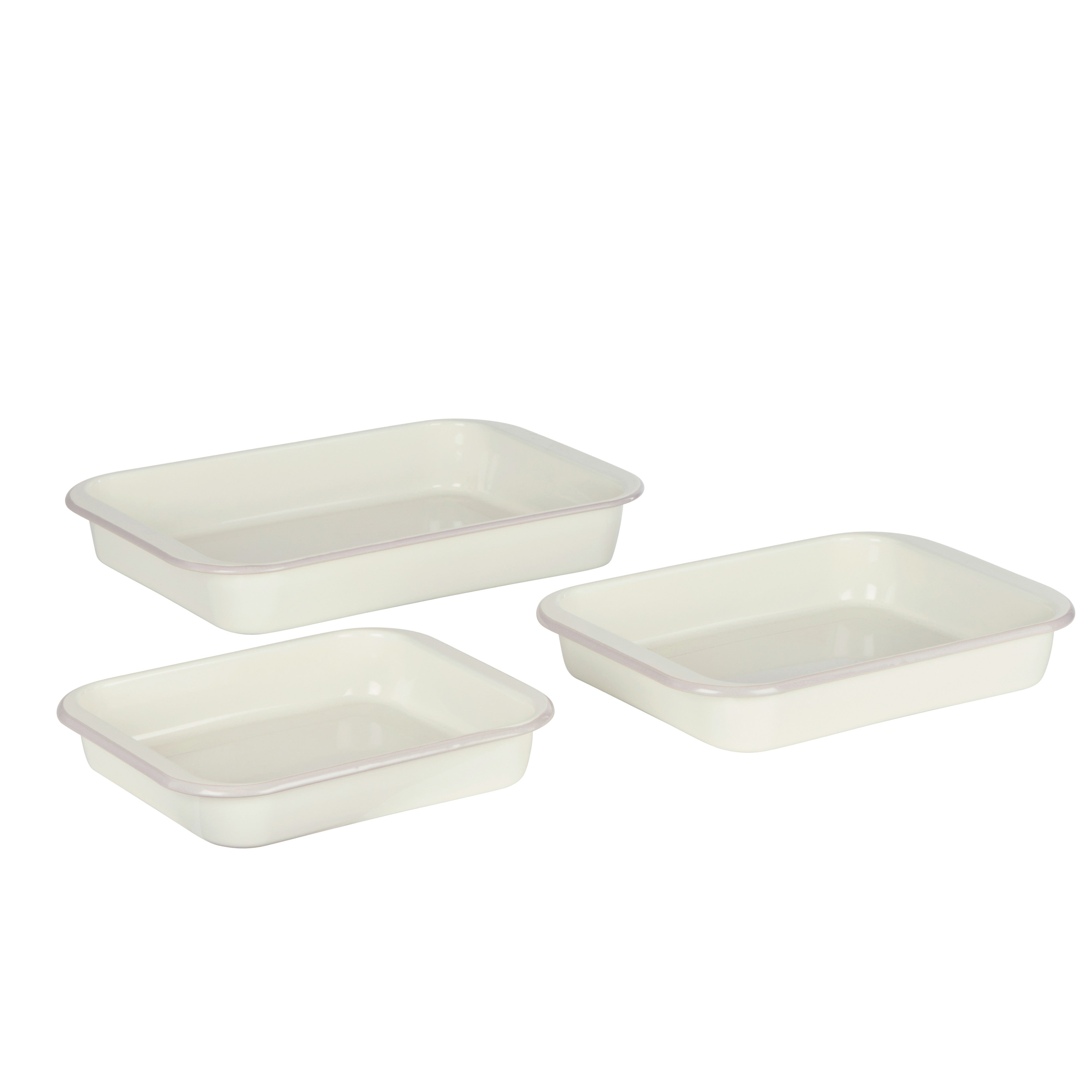 Davis & Waddell Daylesford Enamel Baking Tray 3 Piece Set Cream