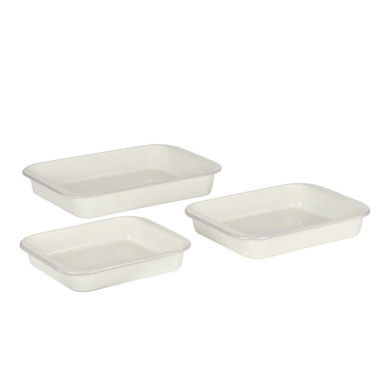 Davis & Waddell Daylesford Enamel Baking Tray 3 Piece Set Cream