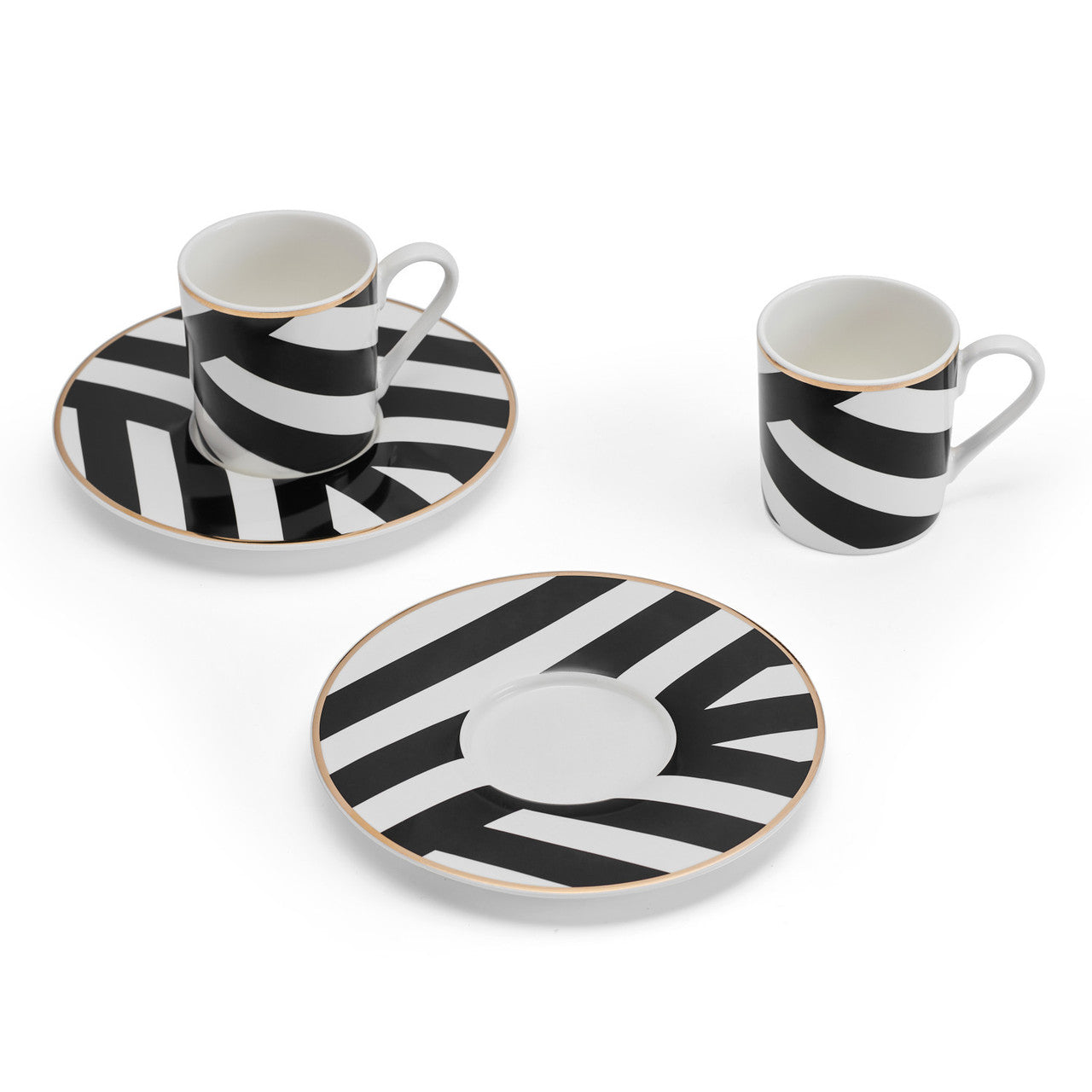 Mikasa Luxe Deco Fine China Espresso Cup & Saucer Set 2 Piece 110ml (Geo Pattern)
