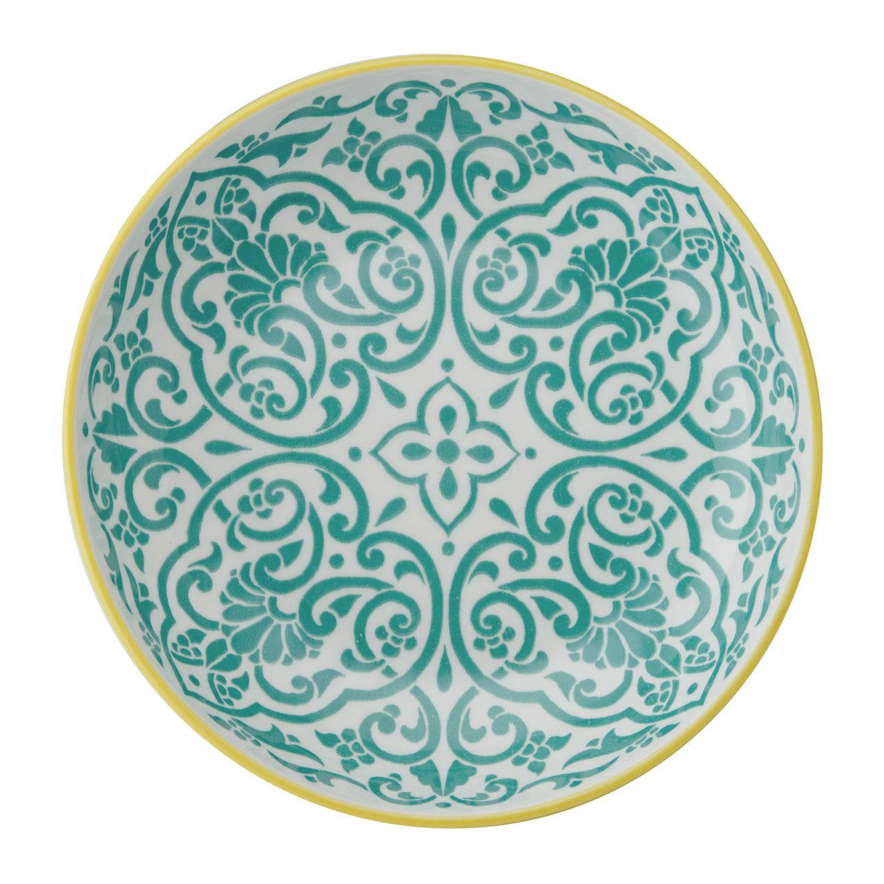 Mikasa Glazed Stoneware Coupe Bowl 21cm (Yellow & Blue Geometric)
