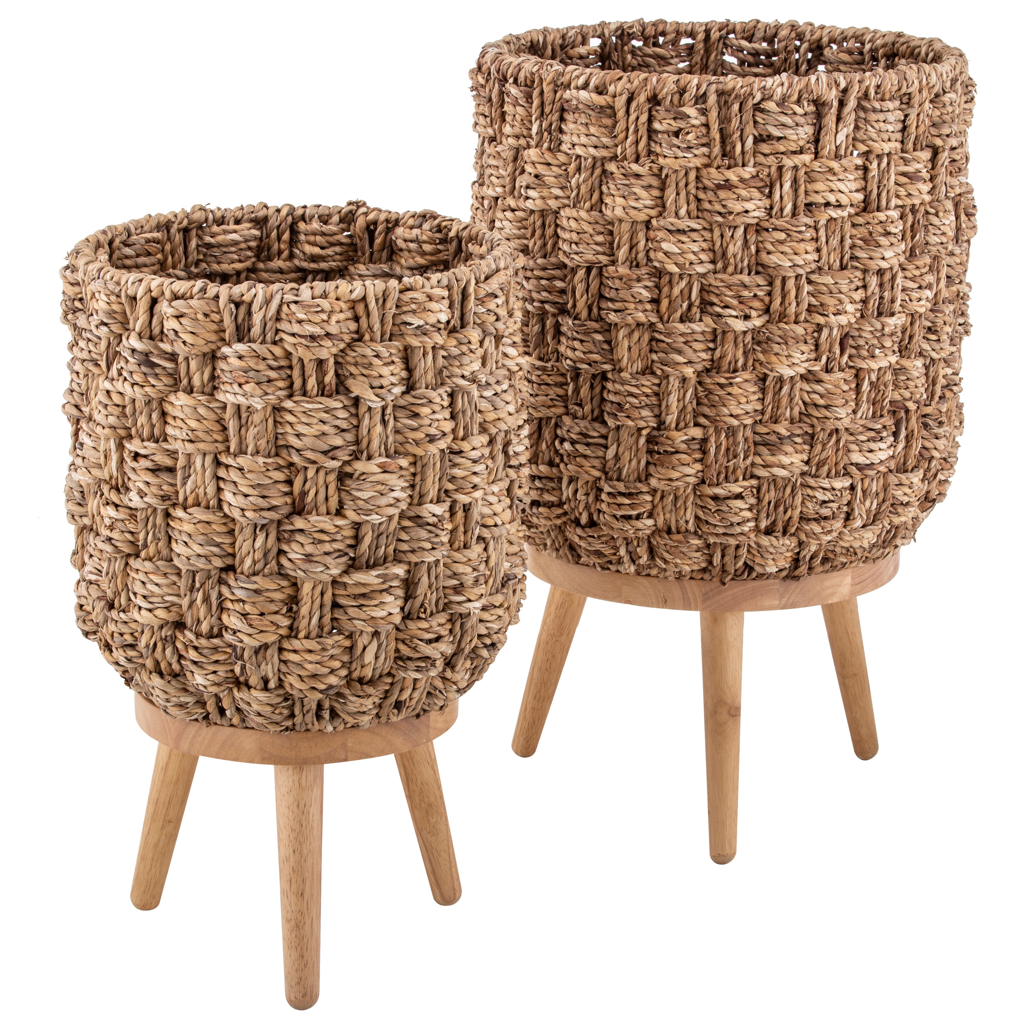Amalfi Barbados Planter Pot on Stand 2 Piece Set Natural