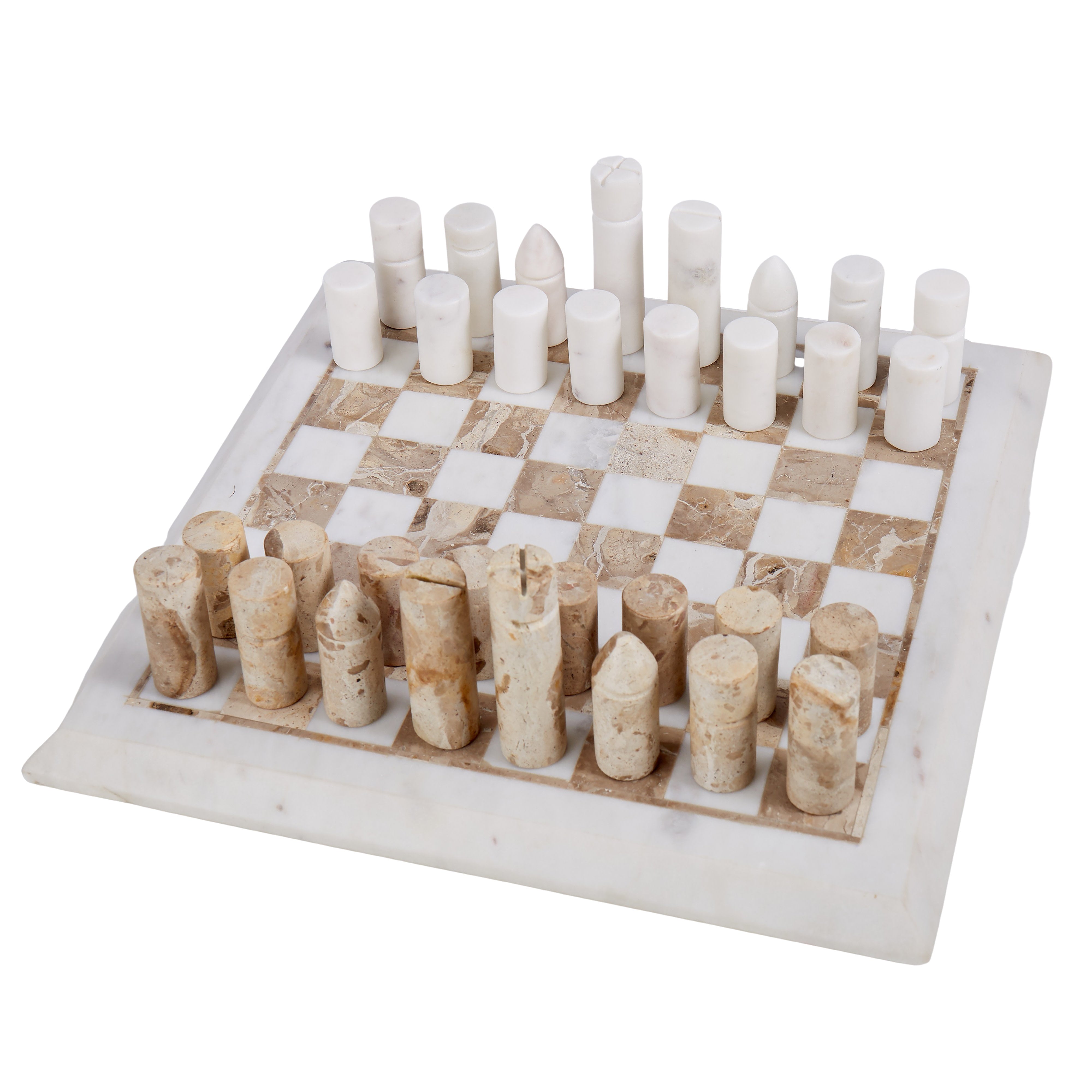 Grand Designs Marble Inlay Chess Set White & Brown