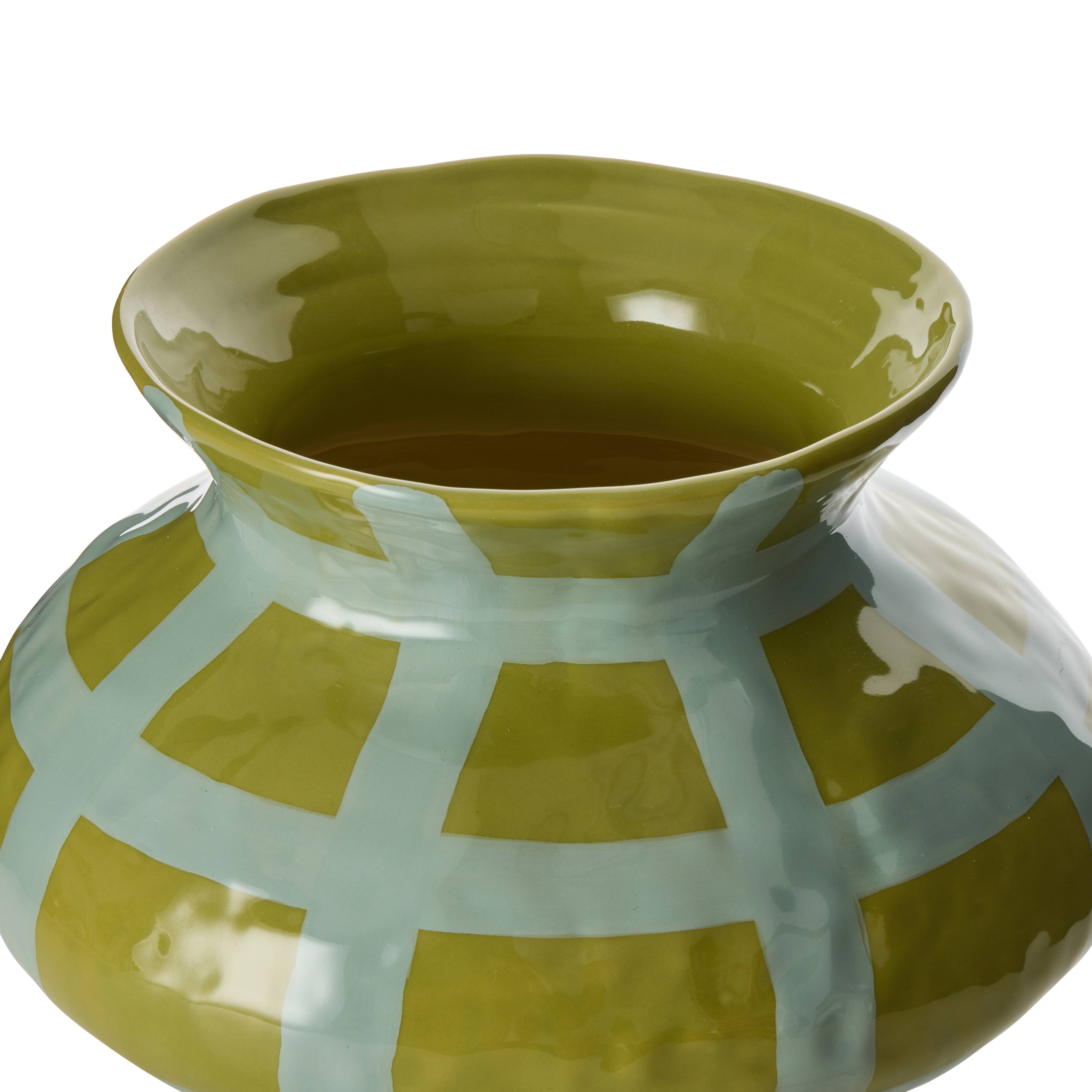 Amalfi Eden Check Vase Blue Check