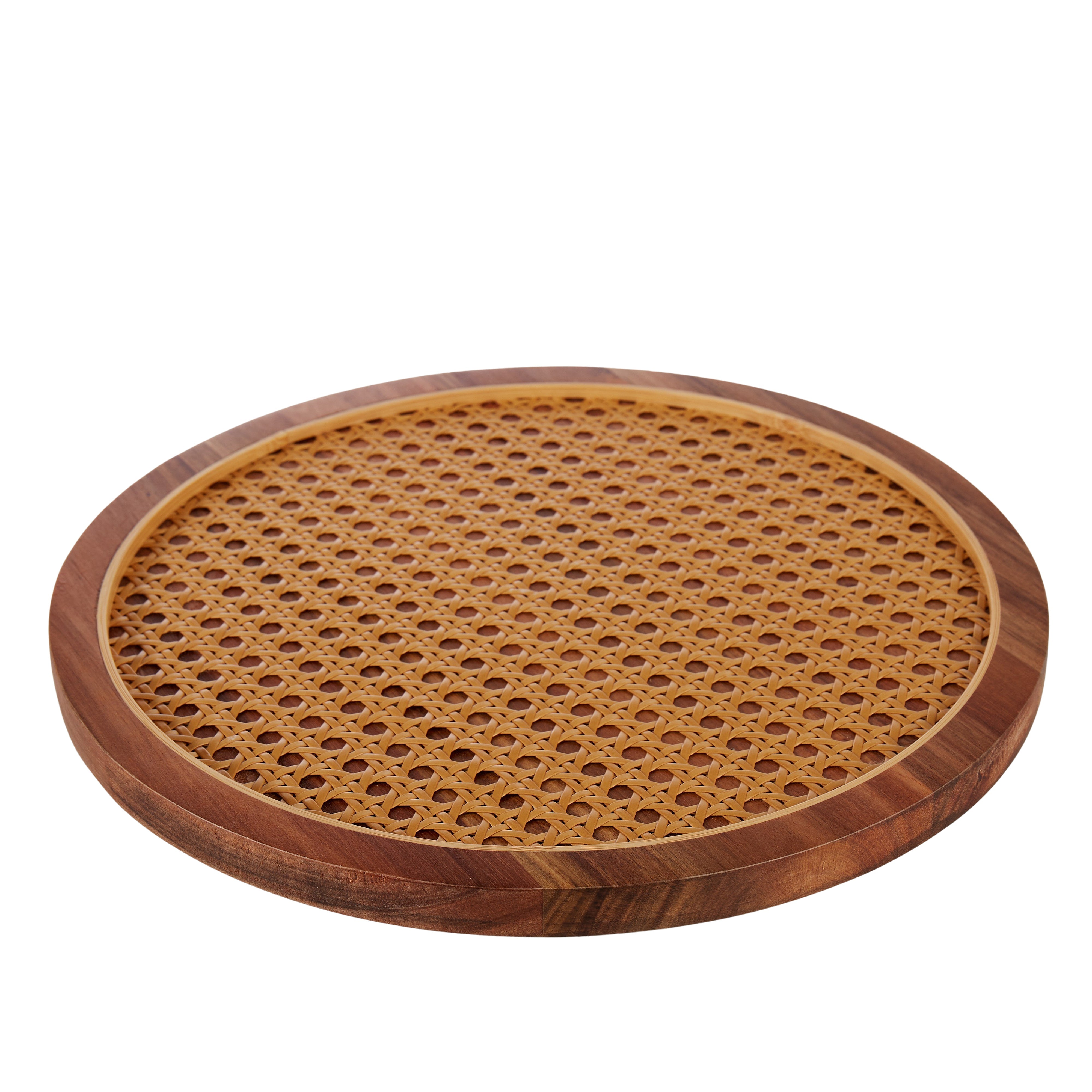 Amalfi Acacia & Rattan Round Serving Board Natural
