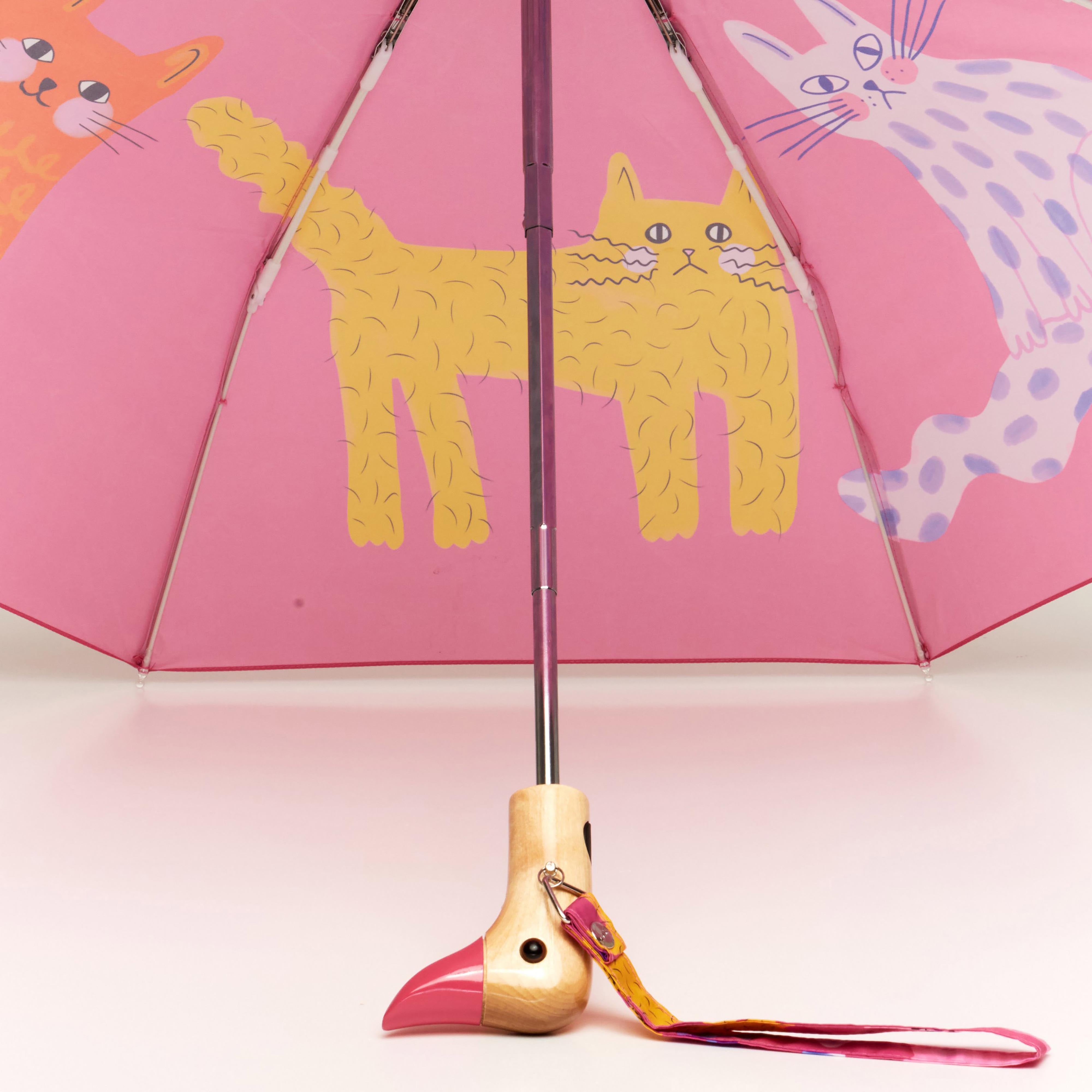 Original Duckhead Duck Umbrella Compact Arty Cats Fuchsia