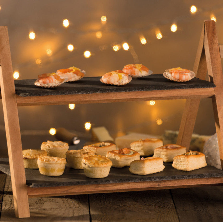 Artesà Two Tier Slate & Acacia Wood Serving Stand