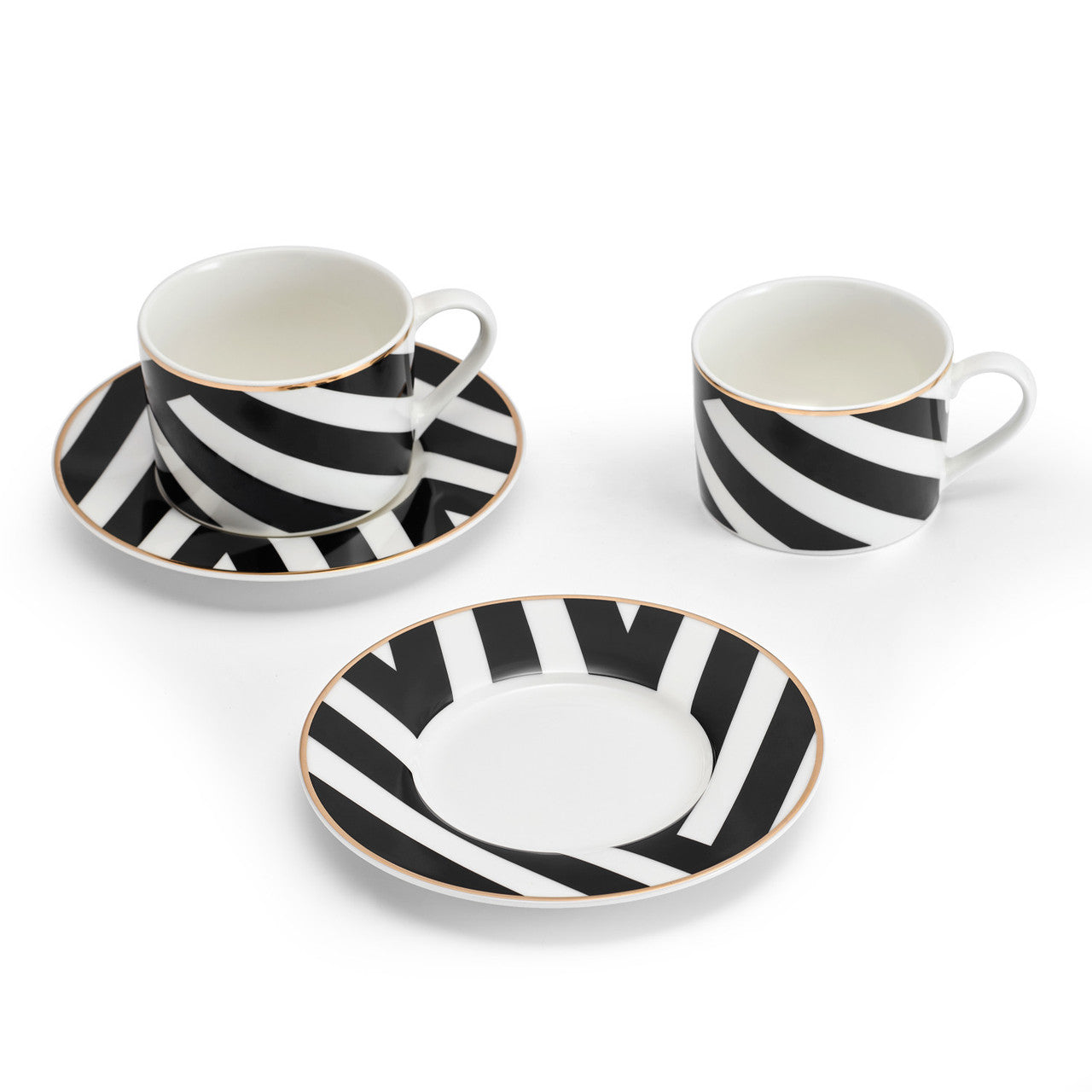 Mikasa Luxe Deco Fine China Tea Cup & Saucer Set 2 Piece 250ml (Geo Pattern)