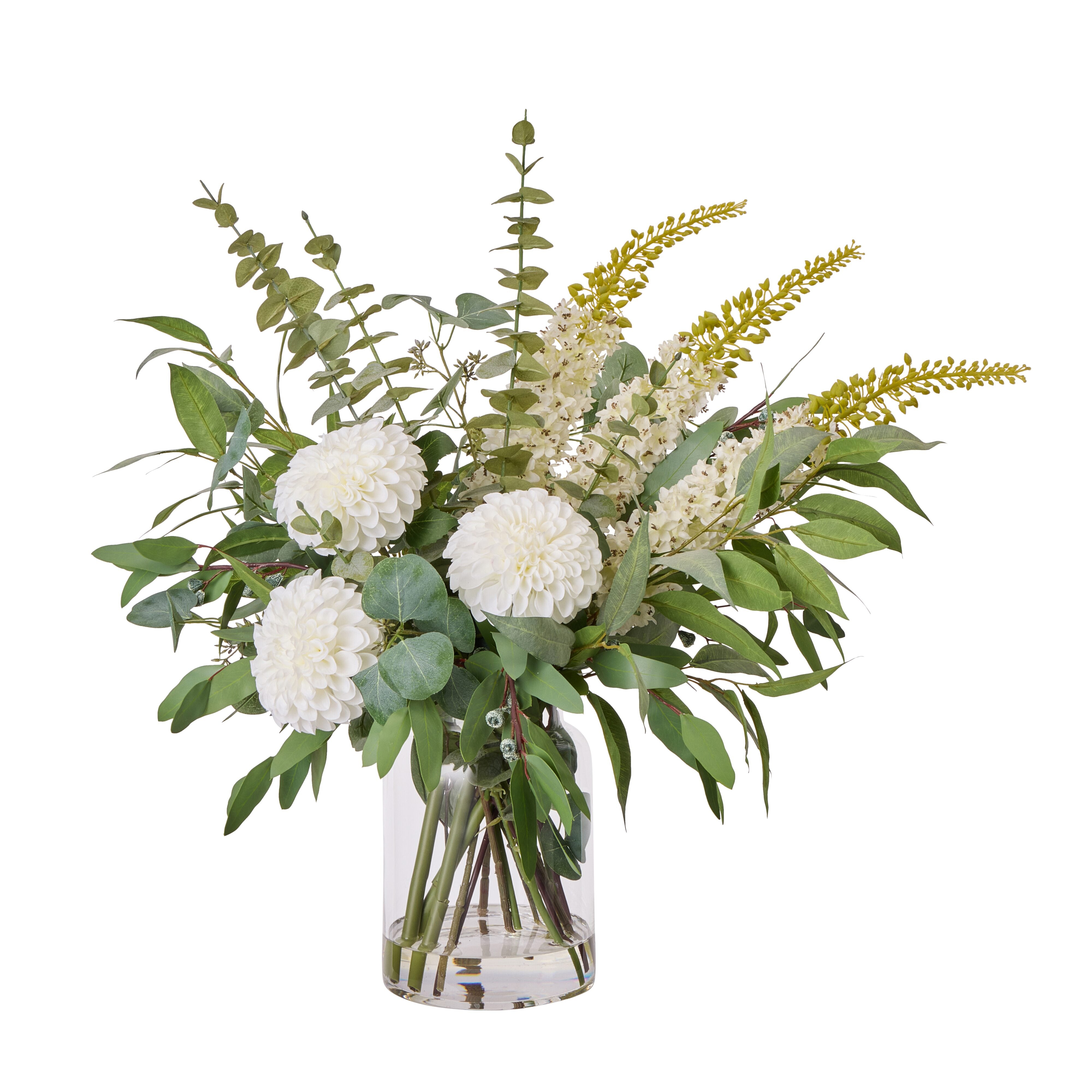 Rogue Chrysanthemum Eucalyptus Mix - Pauline Vase White & Green