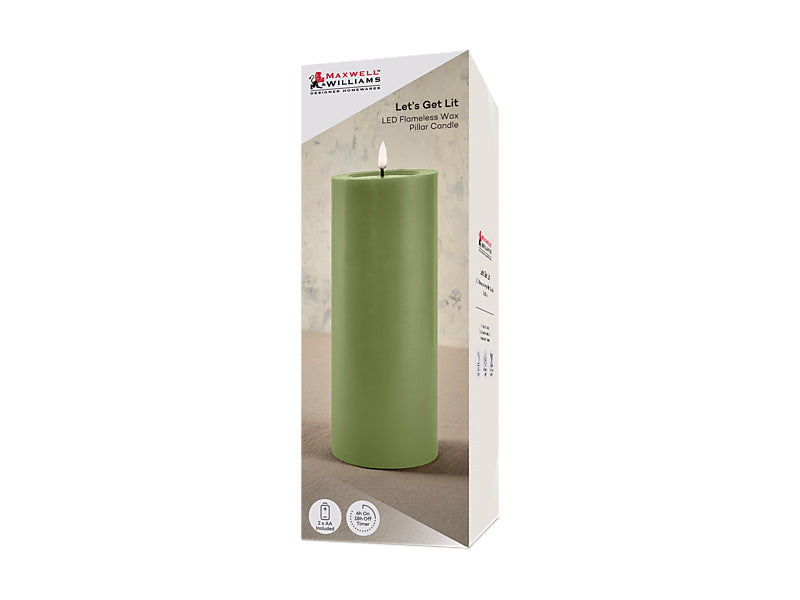Maxwell & Williams Let's Get Lit LED Flameless Candle Pine Green 10 x 20cm