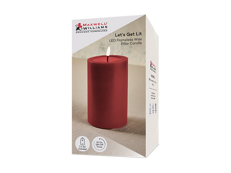 Maxwell & Williams Let's Get Lit LED Flameless Candle Cherry Red 10 x 25cm