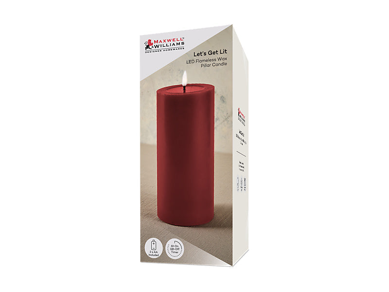 Maxwell & Williams Let's Get Lit LED Flameless Candle Cherry Red 10 x 25cm