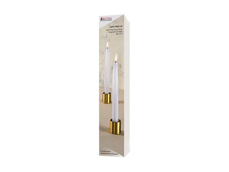 Maxwell & Williams Let's Get Lit LED Flameless Taper Wax Candle 24cm Natural Red 2 Piece