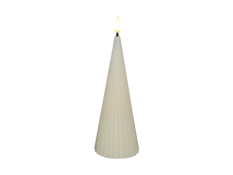 Maxwell & Williams Let's Get Lit Linea LED Cone Wax Candle Soy White 6.5 x 17cm