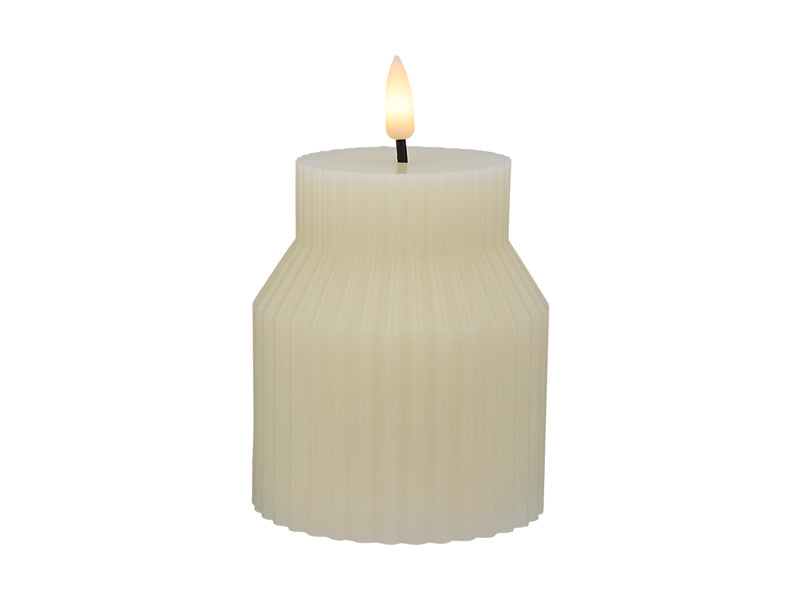 Maxwell & Williams Let's Get Lit Linea LED Sculptural Wax Candle Soy White 6.5 x 22cm