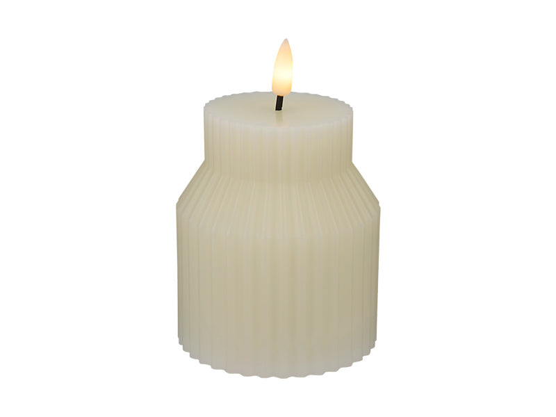 Maxwell & Williams Let's Get Lit Linea LED Sculptural Wax Candle Soy White 7.5 x 18.5cm
