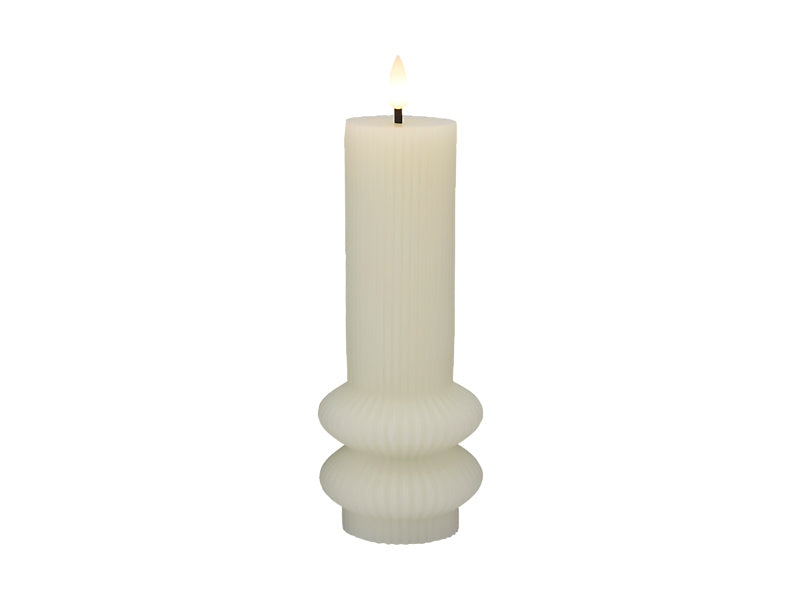 Maxwell & Williams Let's Get Lit Linea LED Sculptural Wax Candle Soy White 8.5 x 10cm
