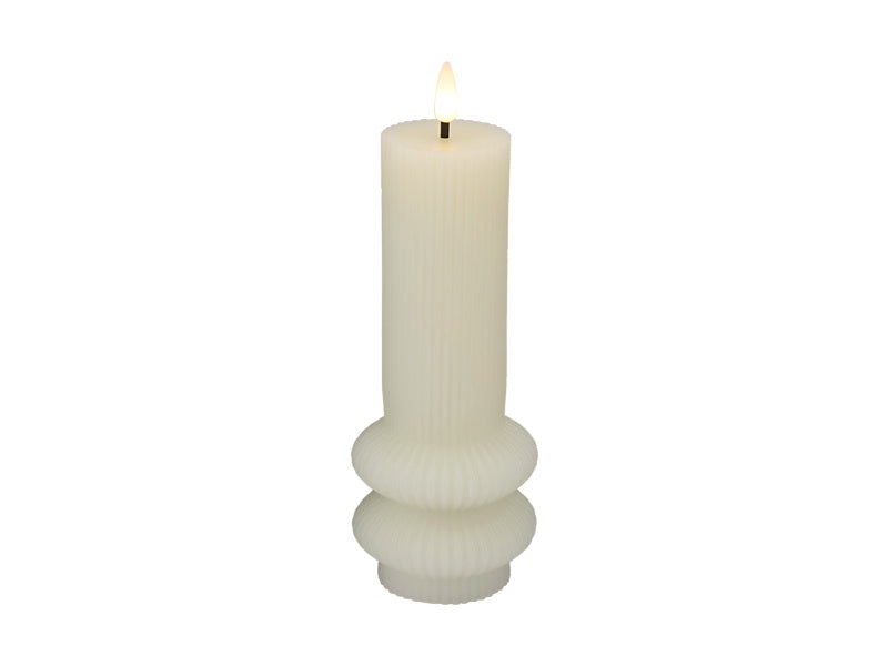 Maxwell & Williams Let's Get Lit Linea LED Sculptural Wax Candle Soy White 8.5 x 10cm