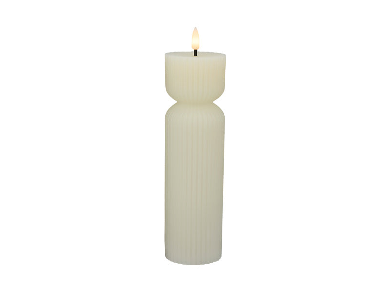 Maxwell & Williams Let's Get Lit Linea LED Sculptural Wax Candle Soy White 6.5 x 22cm